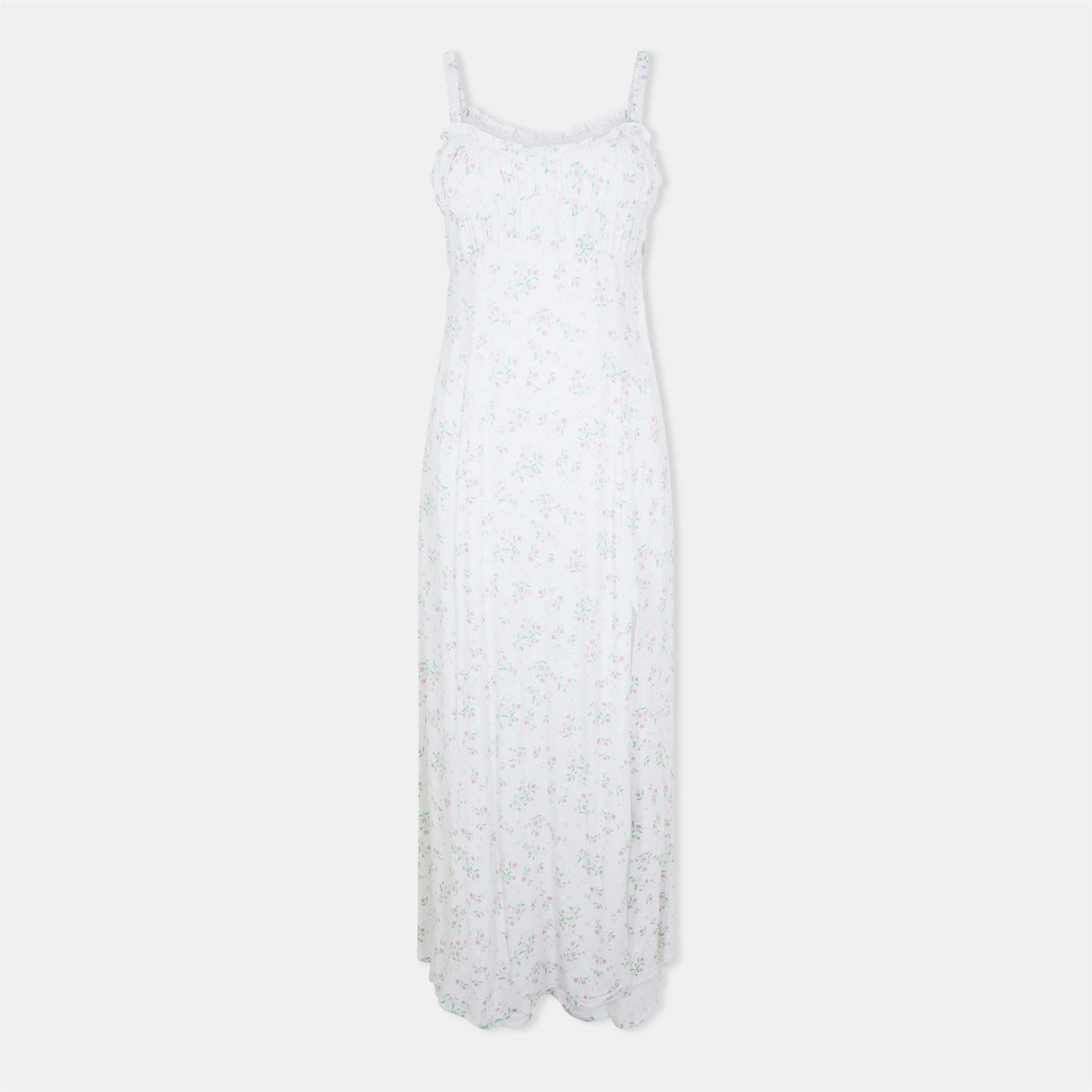 Jack Wills Jw Ruched Midi Slit Tea Dress