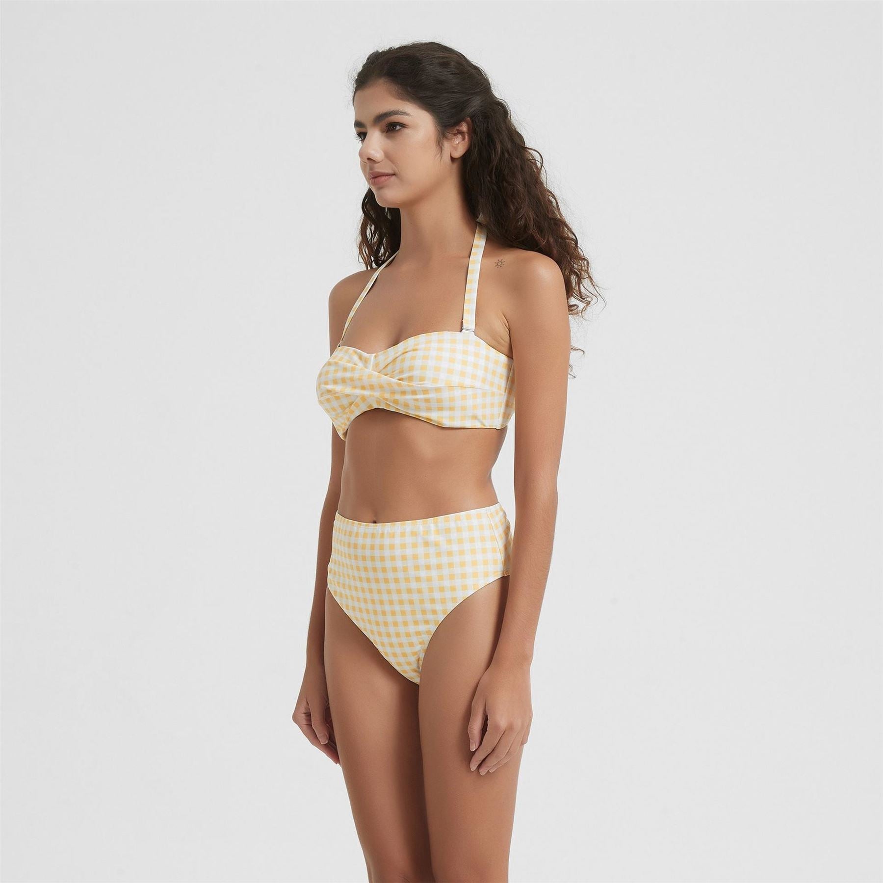 Be You Womens High Waist High Leg Bikini Bottoms