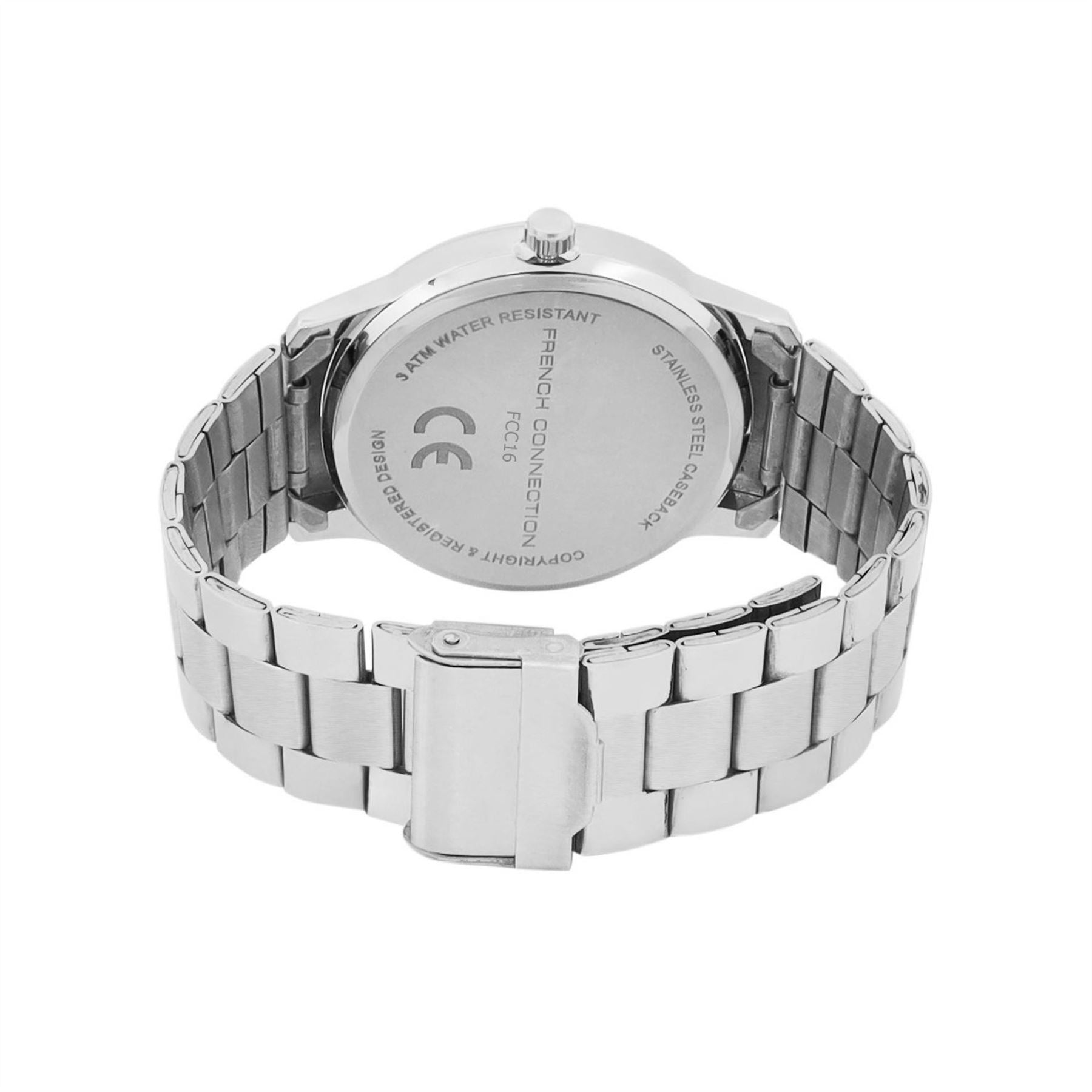 French Connection Connection Silver Case Round Shape Silver Strap Quartz Watch