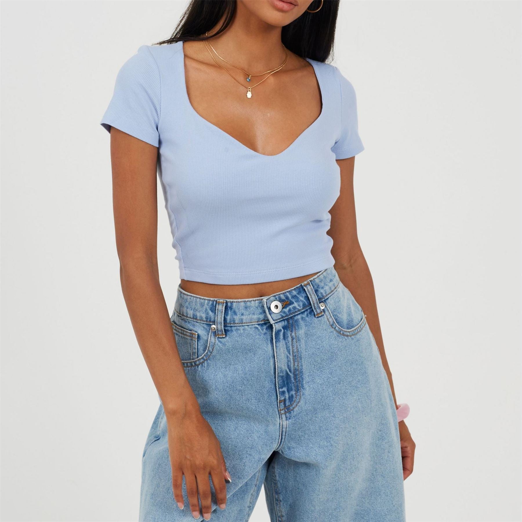 Brave Soul Sweetheart Neck Short Sleeve T-Shirt