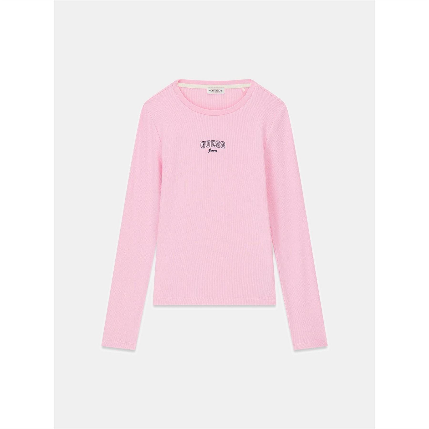 Guess Embroidered Lacoste Lettering Crew Neck Long Sleeve T-Shirt