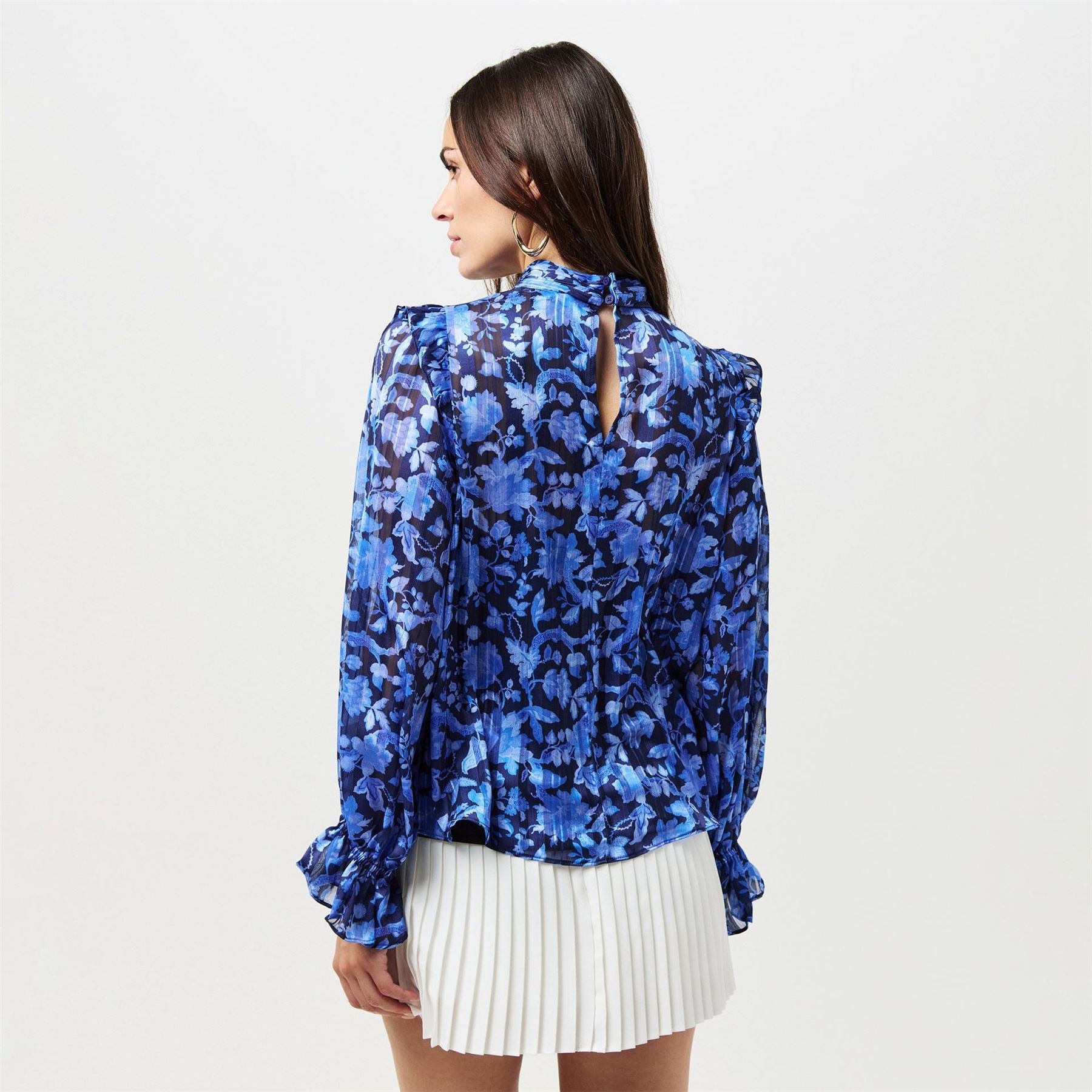 French Connection Cynthia High Neck Relaxed Fit Blouse
