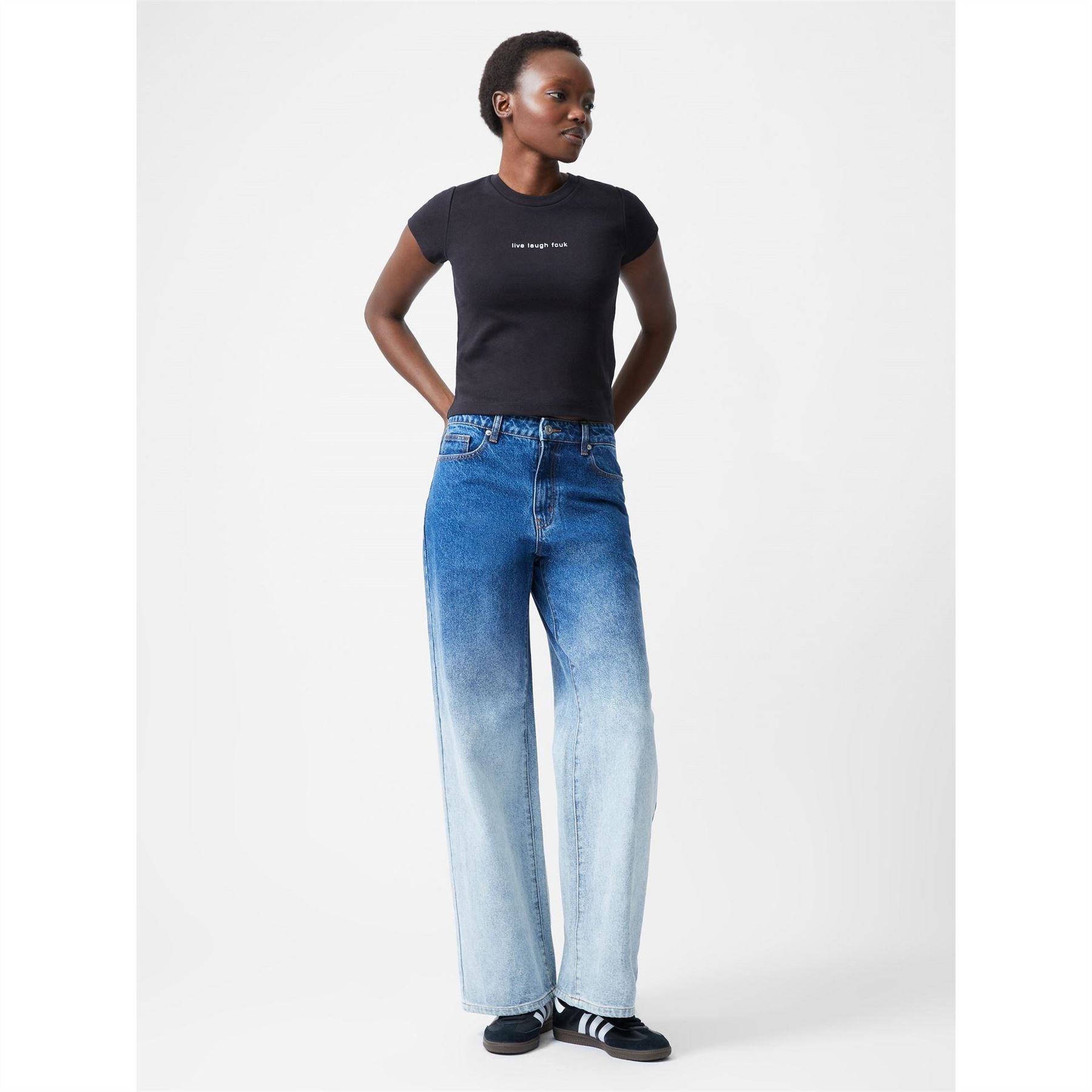 FCUK Cropped Crew Neck Short Sleeve T-Shirt