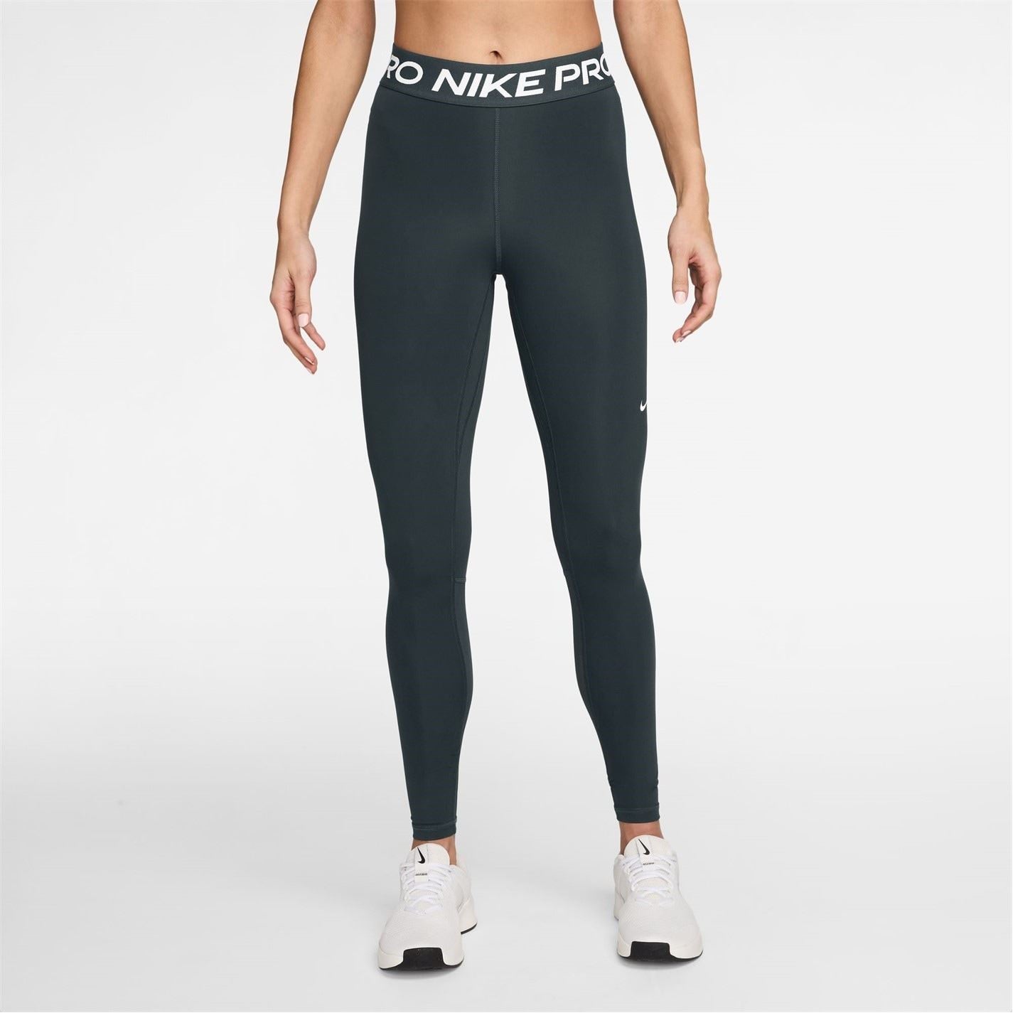 Nike Womens Pro Mid Rise Mesh Panelled Leggings