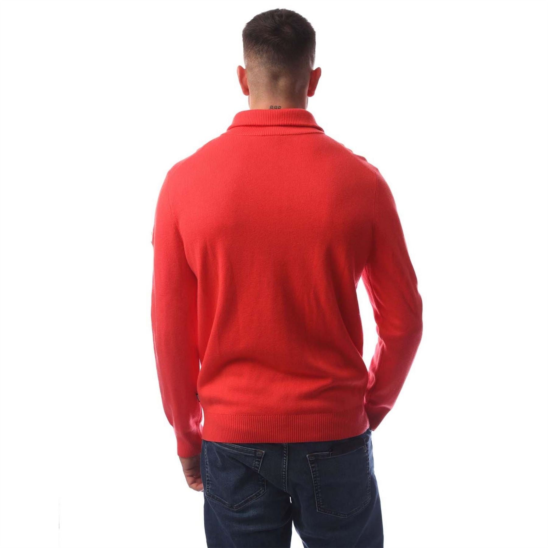 Boss Zip Neck Ribbed Collar Long Sleeve Sweater