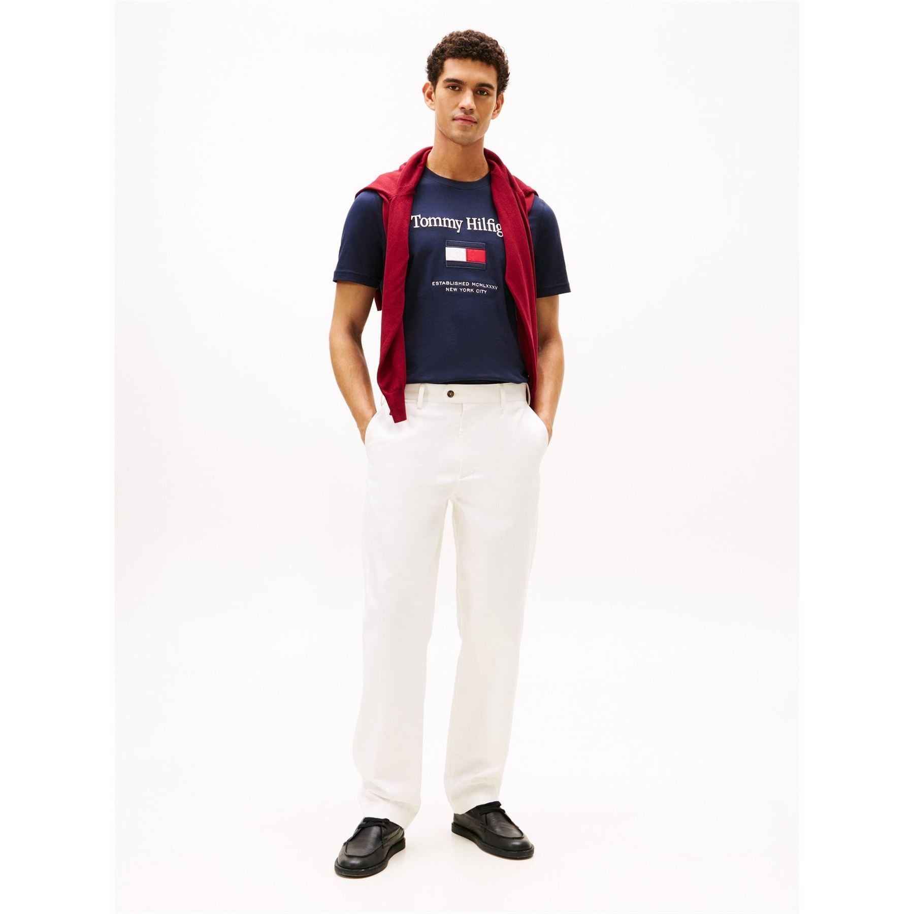 Tommy Hilfiger Embroidered Flag Graphic Crew Neck Short Sleeve T-Shirt