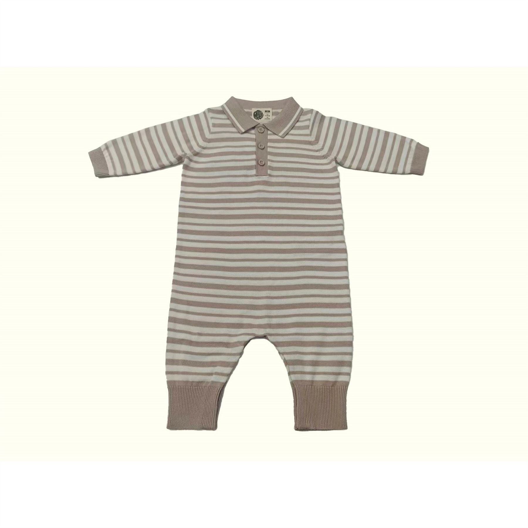 Pretty Green Striped Cotton Long Sleeve Romper