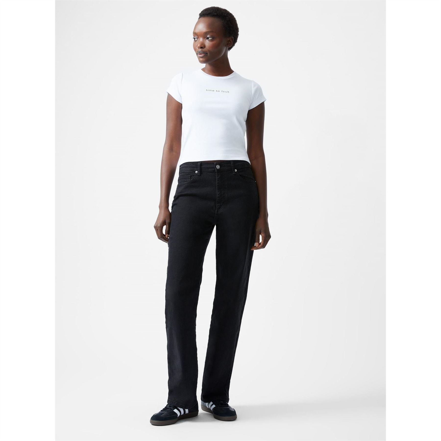 FCUK Cropped Crew Neck Short Sleeve T-Shirt