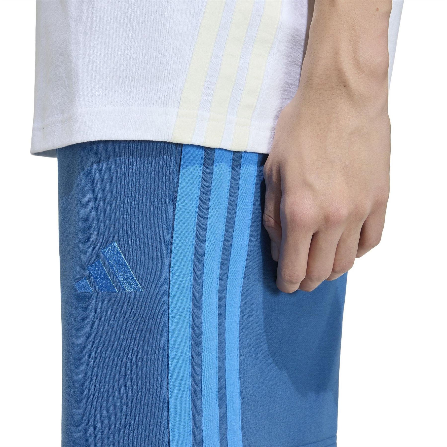 adidas Mens Essentials 3 Stripe Fleece Shorts