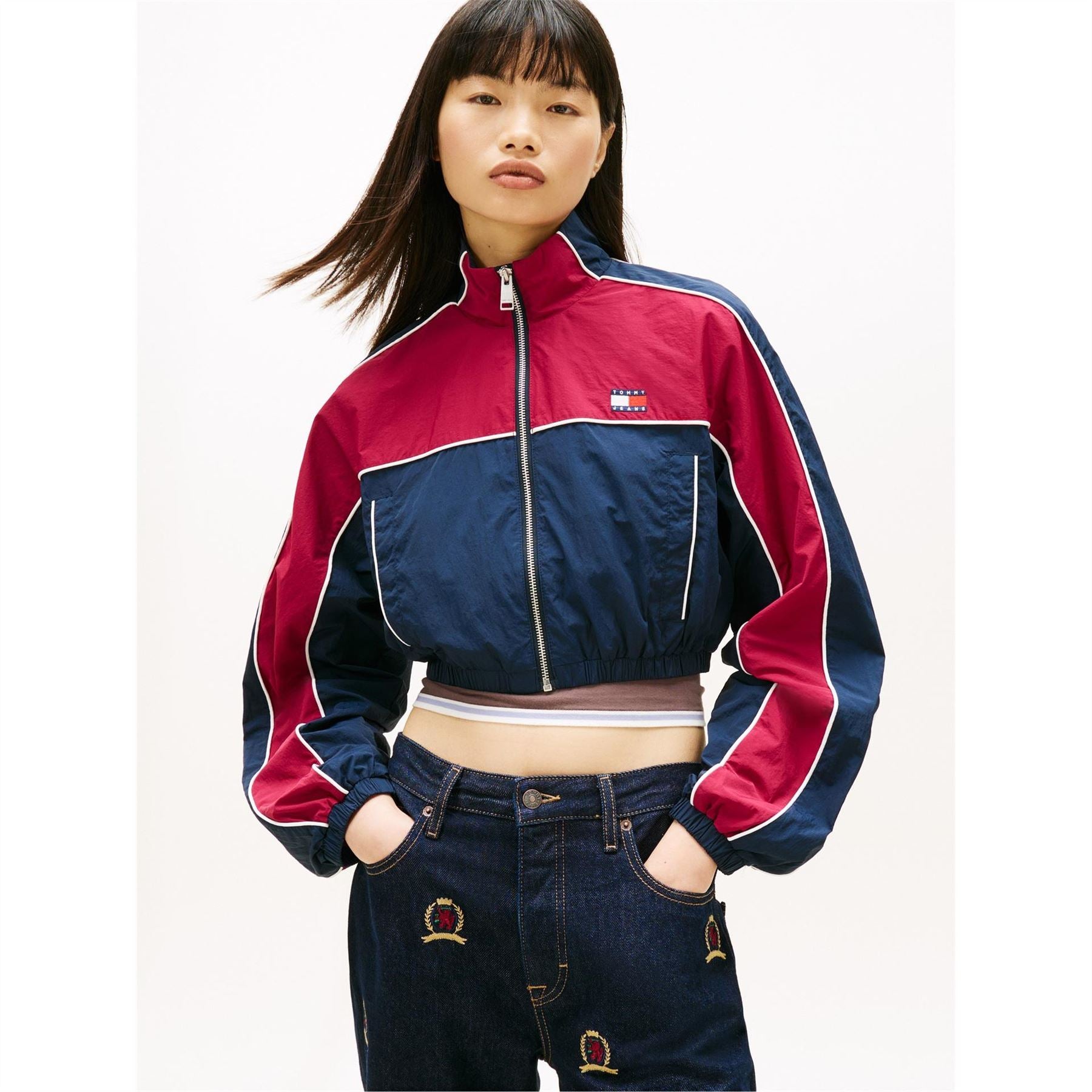 Tommy Jeans Color Block Contrast Piping Track Jacket with Zipped Pocket