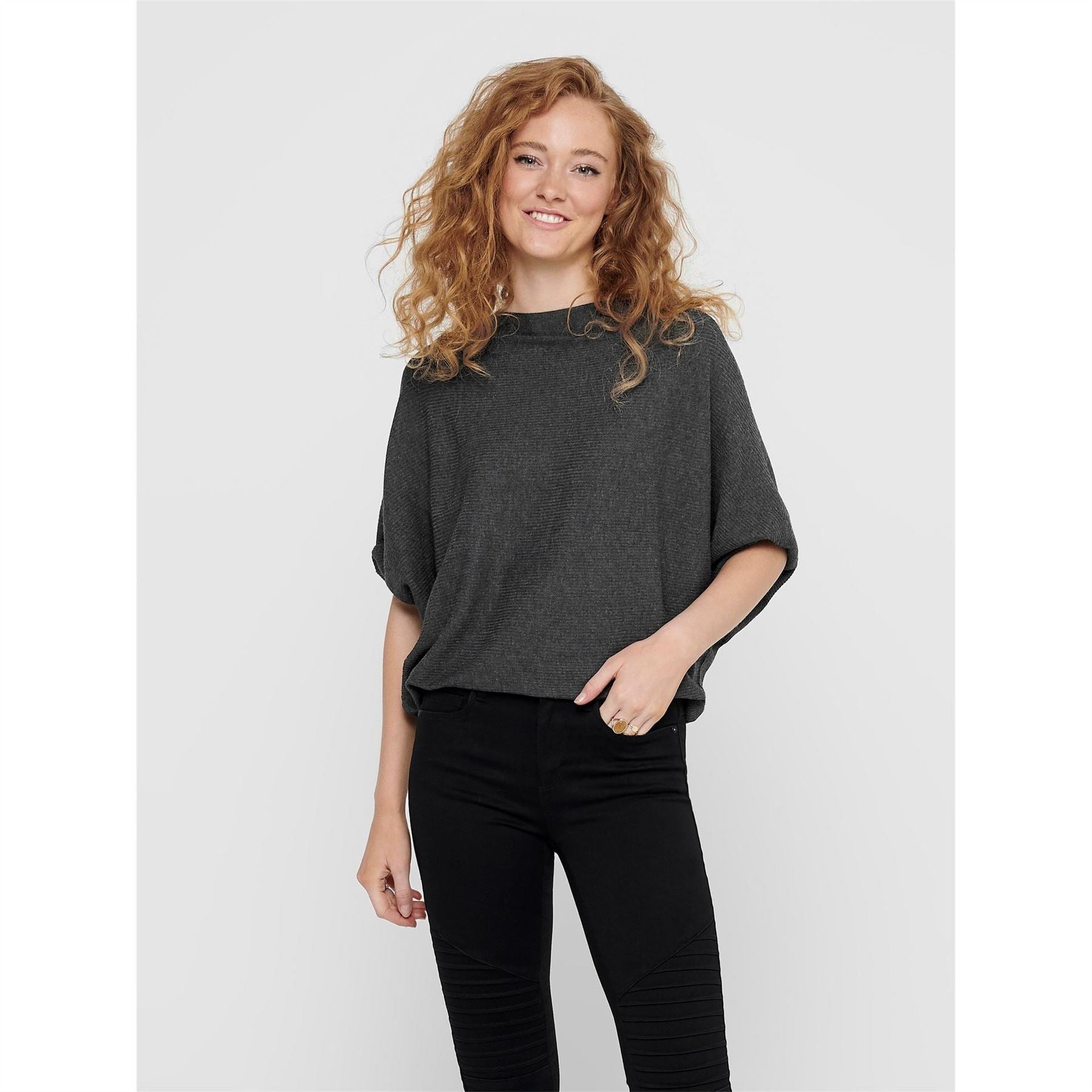 Only Crew Neck Dolman Sleeve Boxy Fit Sweater