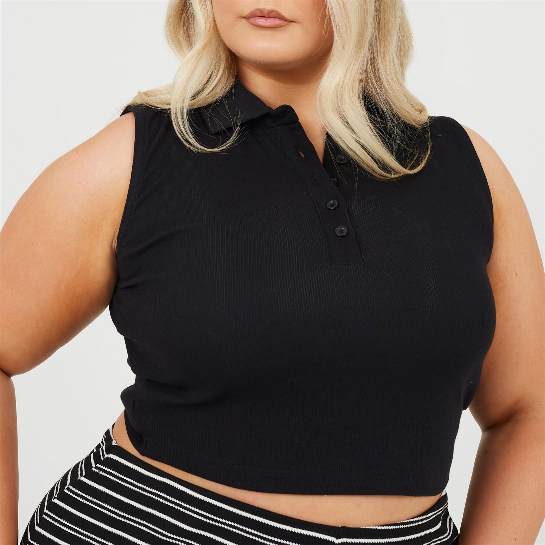 Brave Soul Womens Plus Size Vest With Collar And Buttons