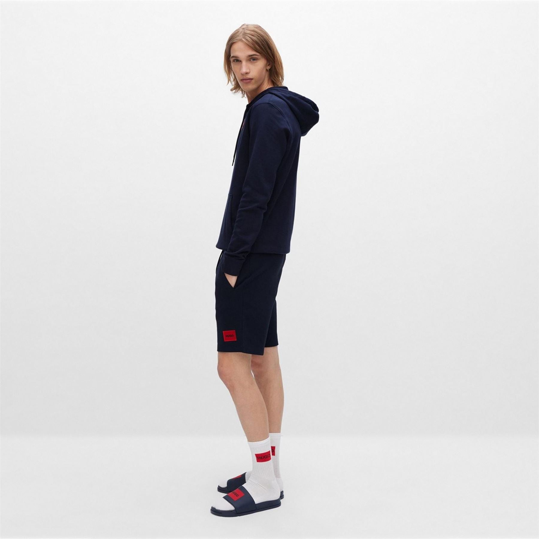 Hugo HUGO Jogger Fleece Shorts with Logo Detail   Soft Cotton Blend Jersey