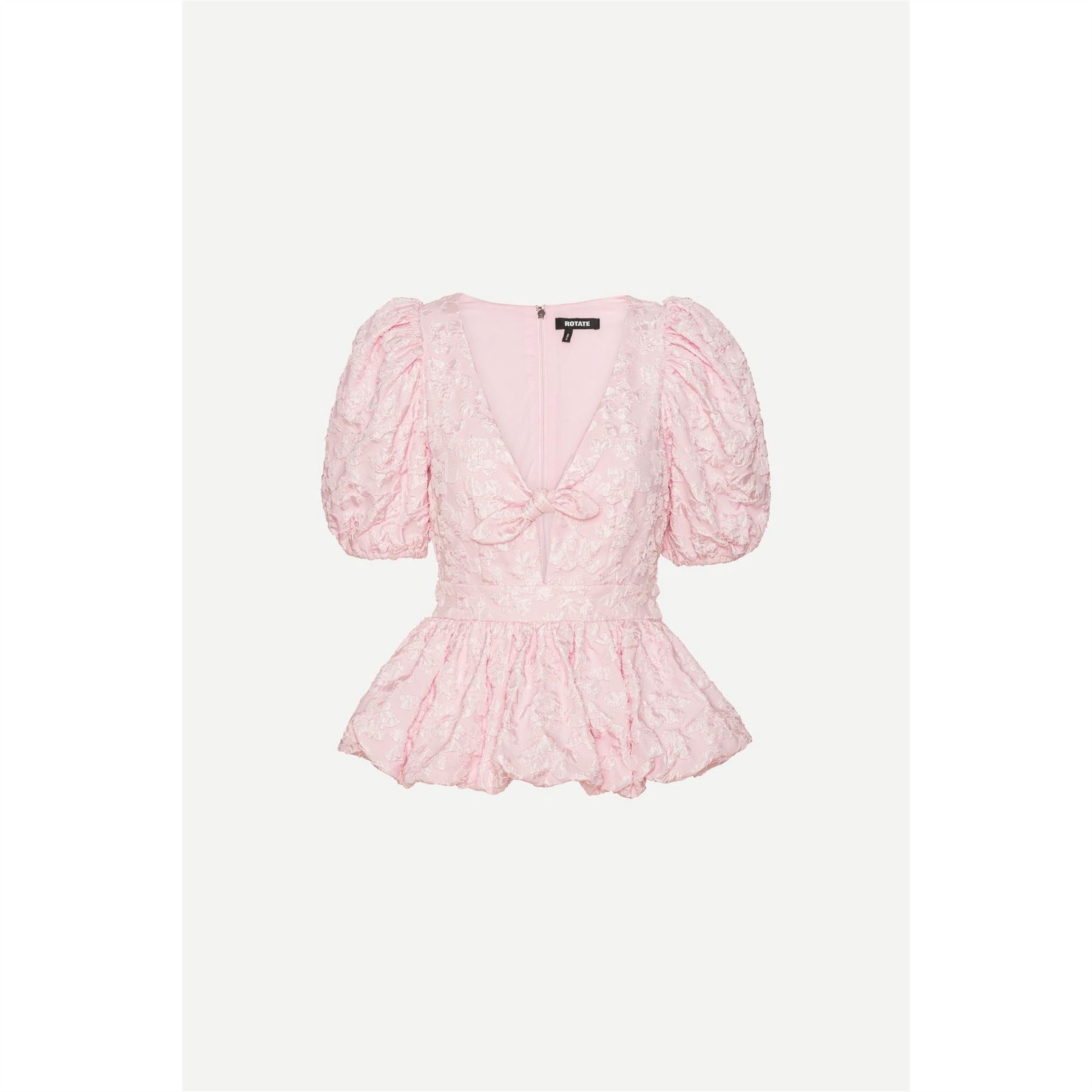 Rotate Jacquard Puff Sleeve Top