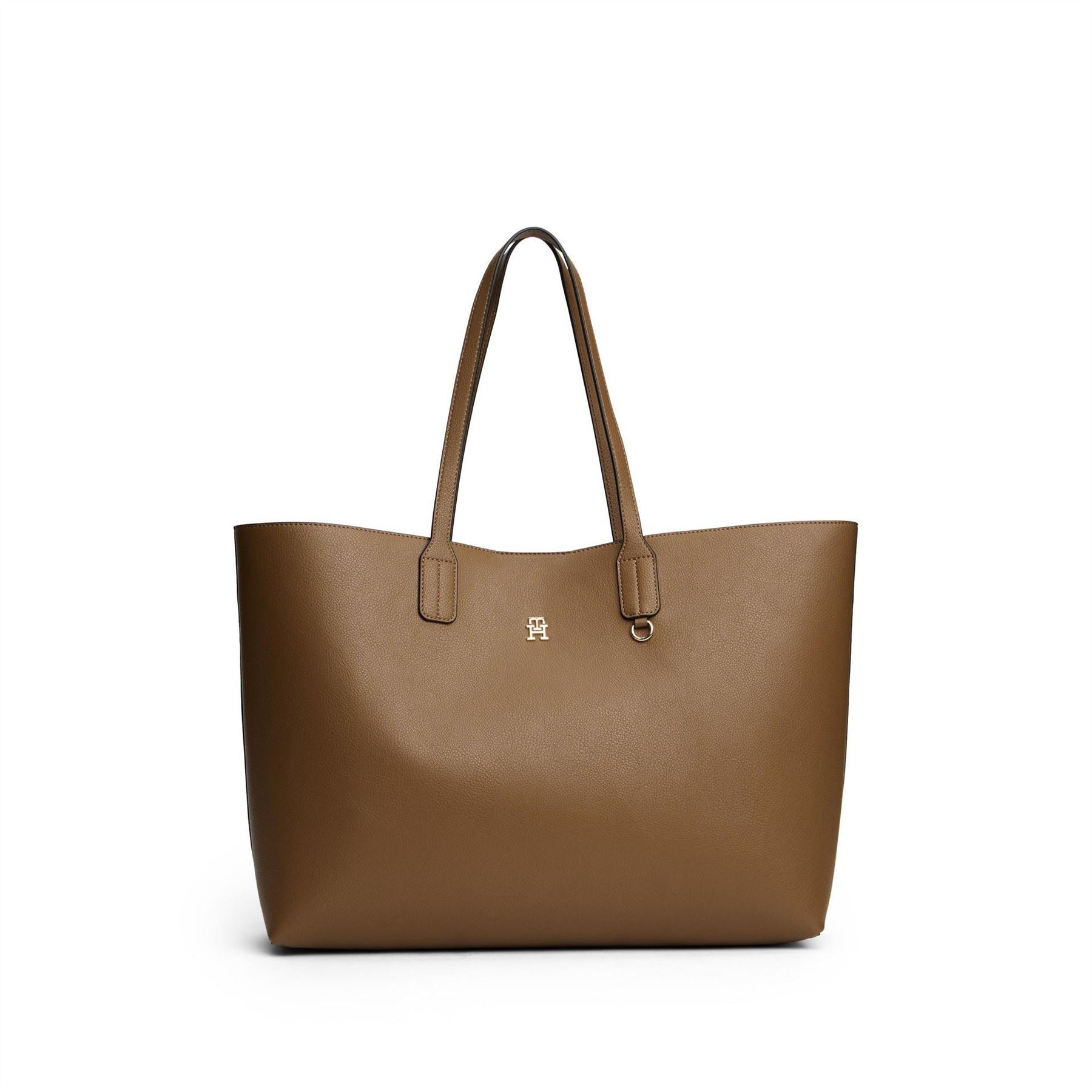 Tommy Hilfiger Solid Patterned Icon Tote with Gold Tone Hardware