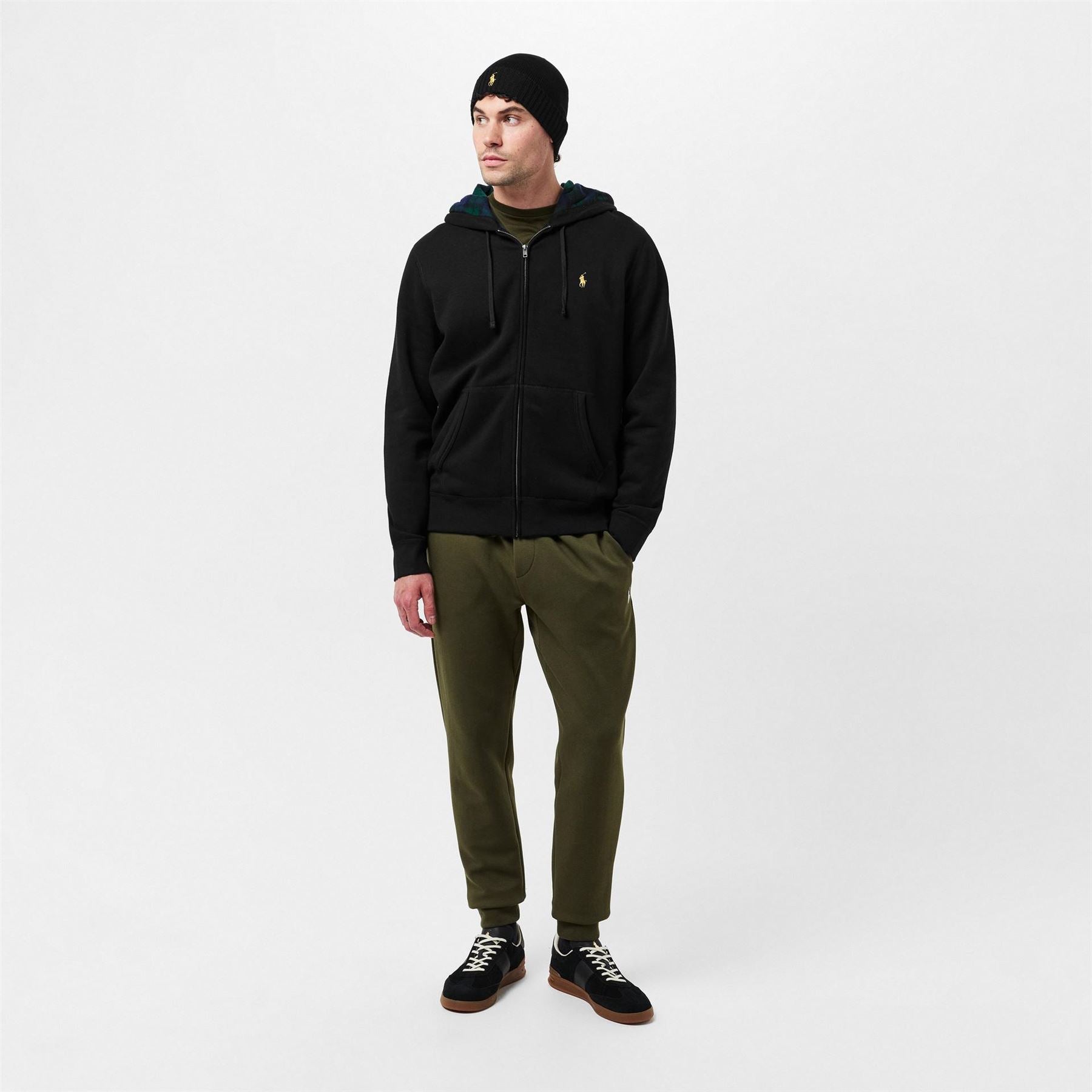 Polo Ralph Lauren Gold Solid Patterned Hooded Neck Ribbed Cuff Sweat Jacket
