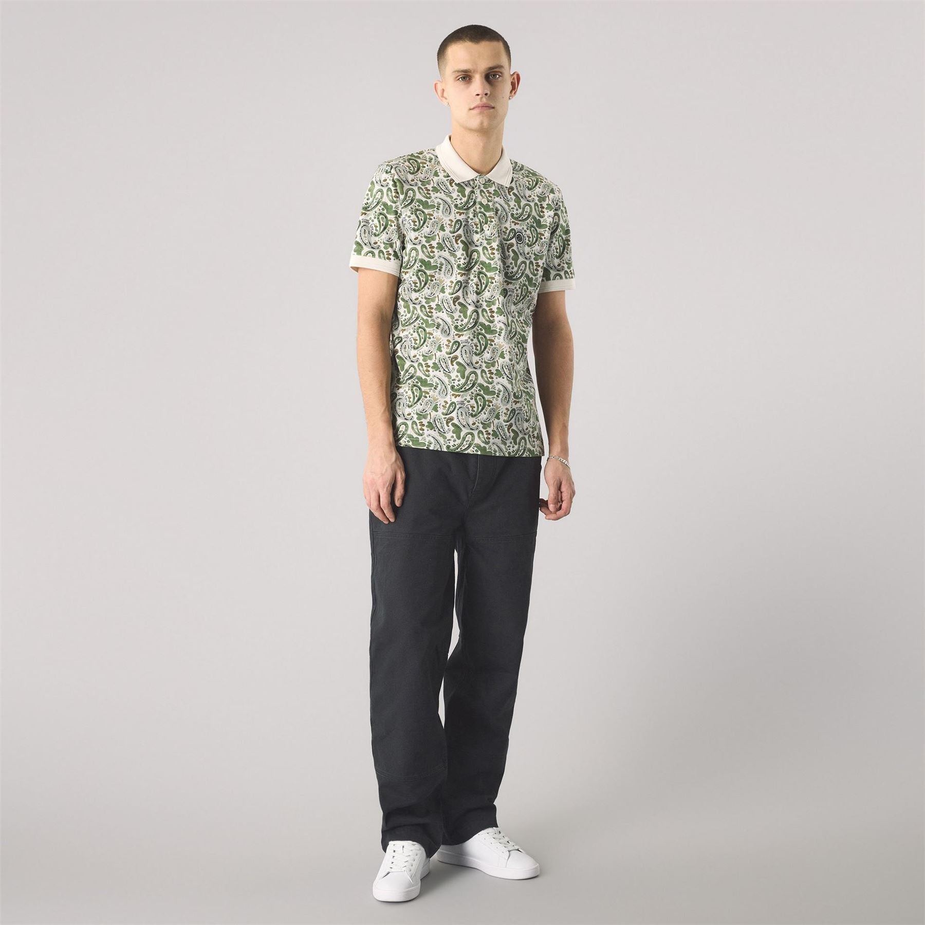 Pretty Green Aquarelle Paisley Short Sleeve Polo Shirt
