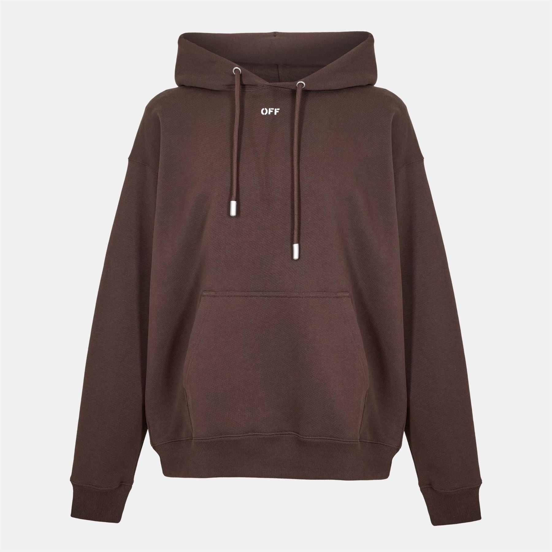 Off White Hooded Neck Skate Sweatshirt with Kangaroo Pocket
