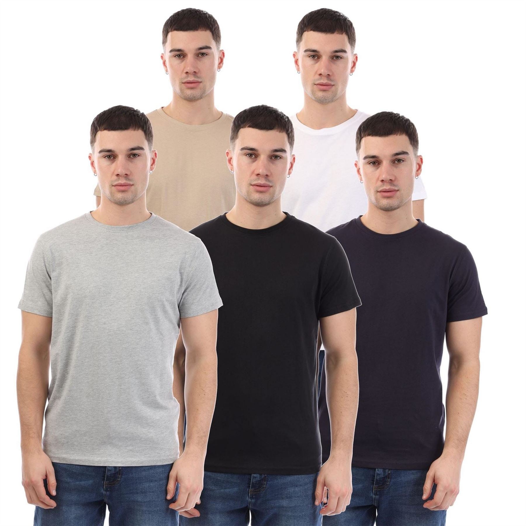 Duck and Cover Print Sleeve 5 Pack T-Shirts