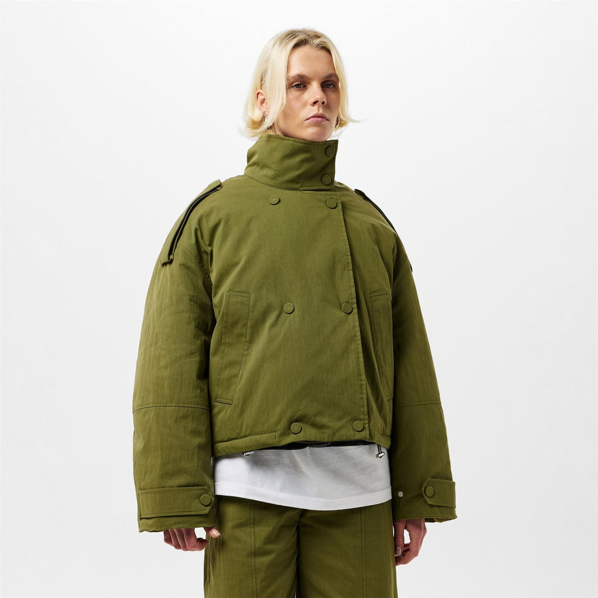 Edited Agatha Cropped Double Breasted Cotton Long Sleeve Coach Jacket
