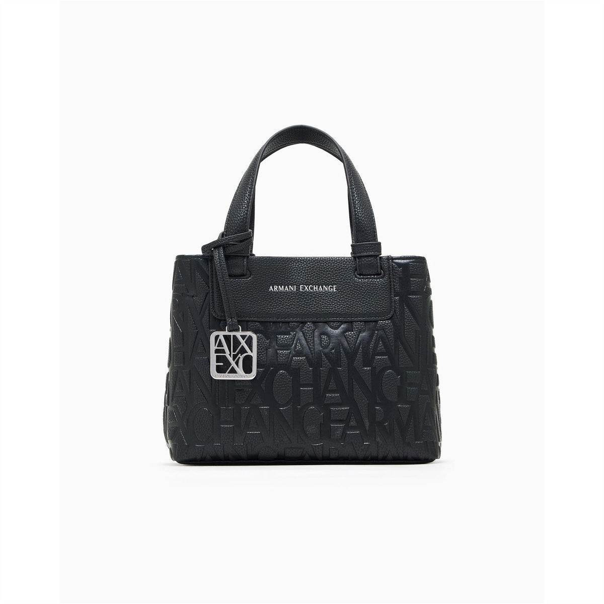 Armani Exchange Tote Handbag with All-Over Logo and Charm