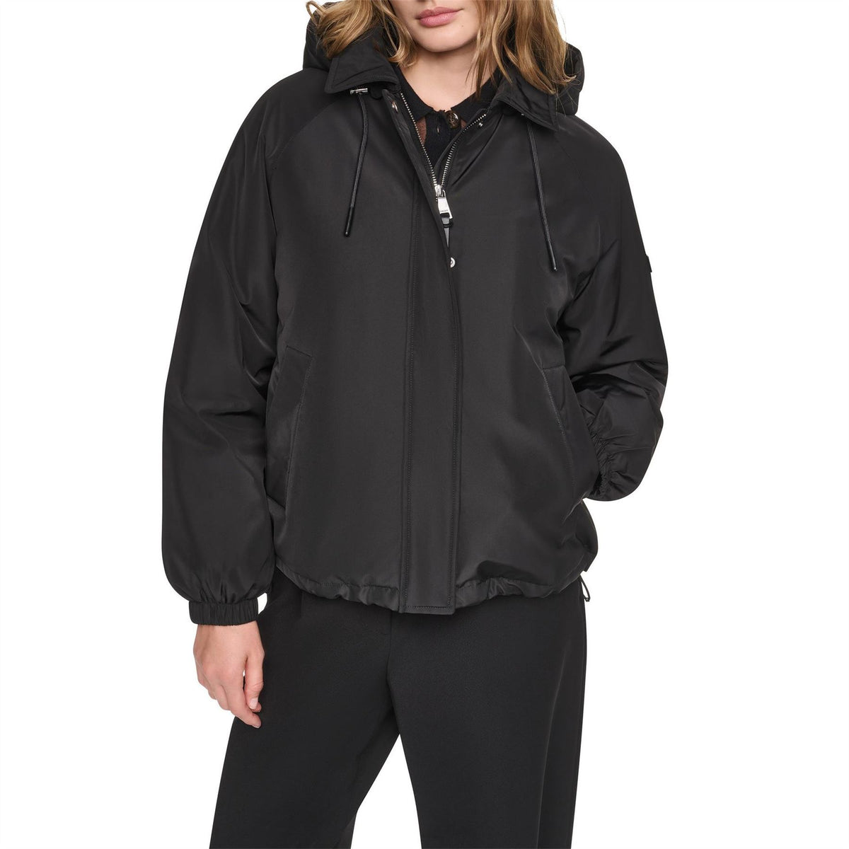 DKNY Andrea Check Water Resistant Rain Jacket