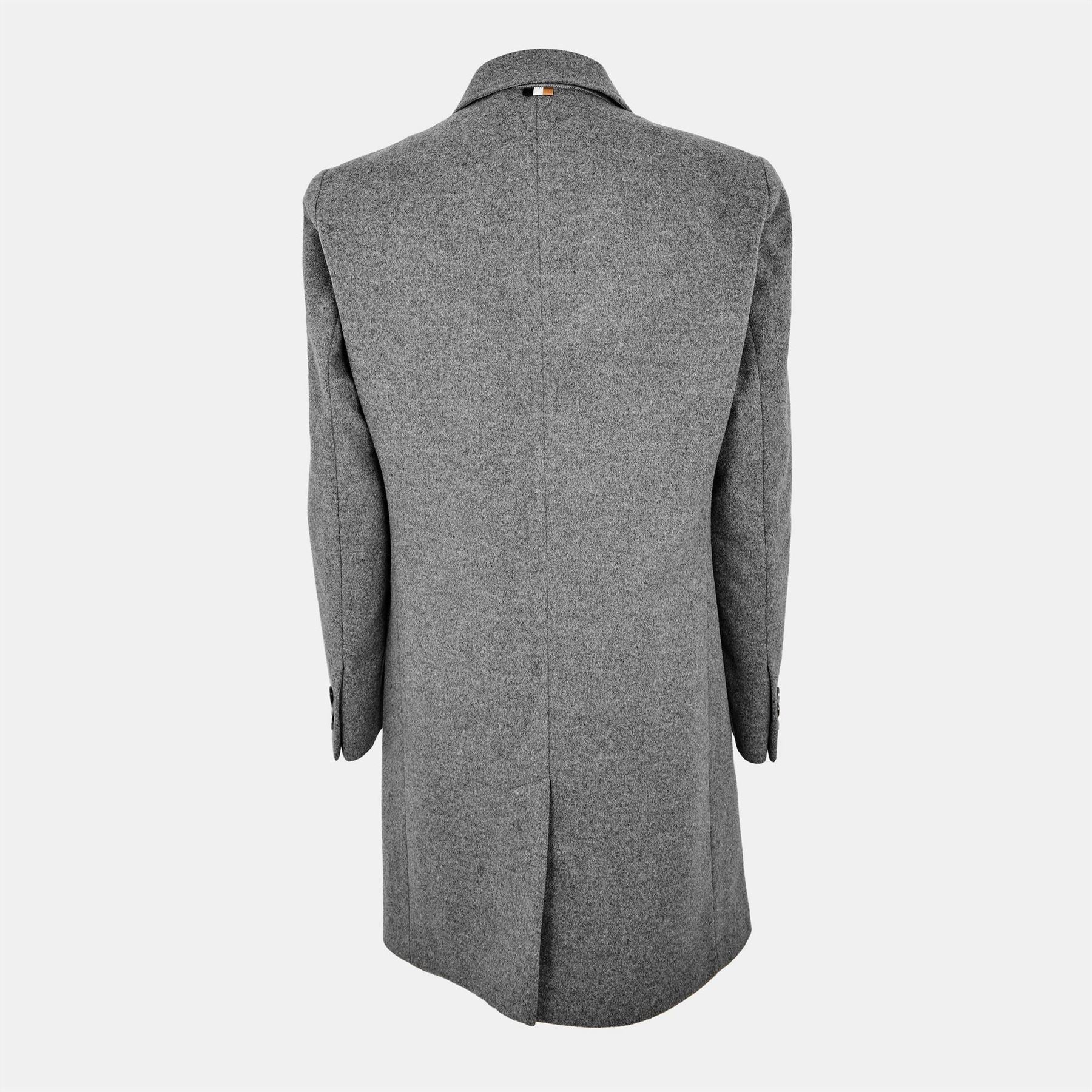 Boss Hyde Solid Patterned Notch Collared Flap Pocket Over Coat