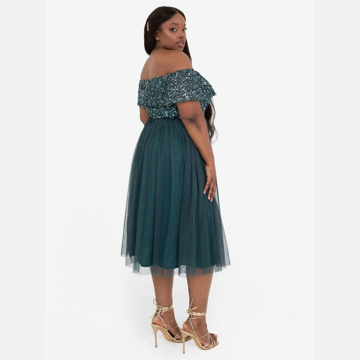Maya Deluxe De Bardot Off The Shoulder Short Sleeve Midi Babydoll Dress