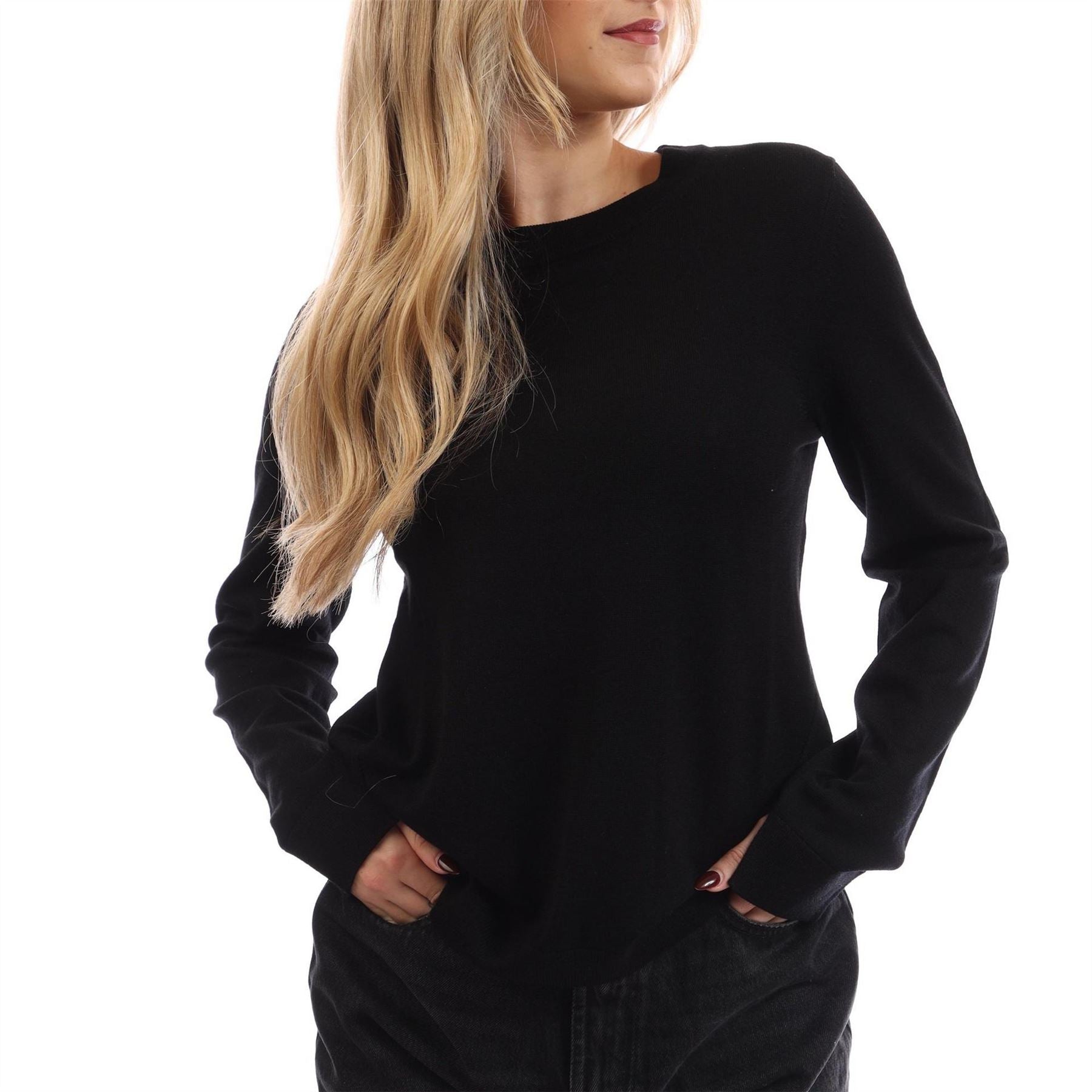 Boss Crew Neck Ribbed Collar Long Sleeve Jersey Sweater