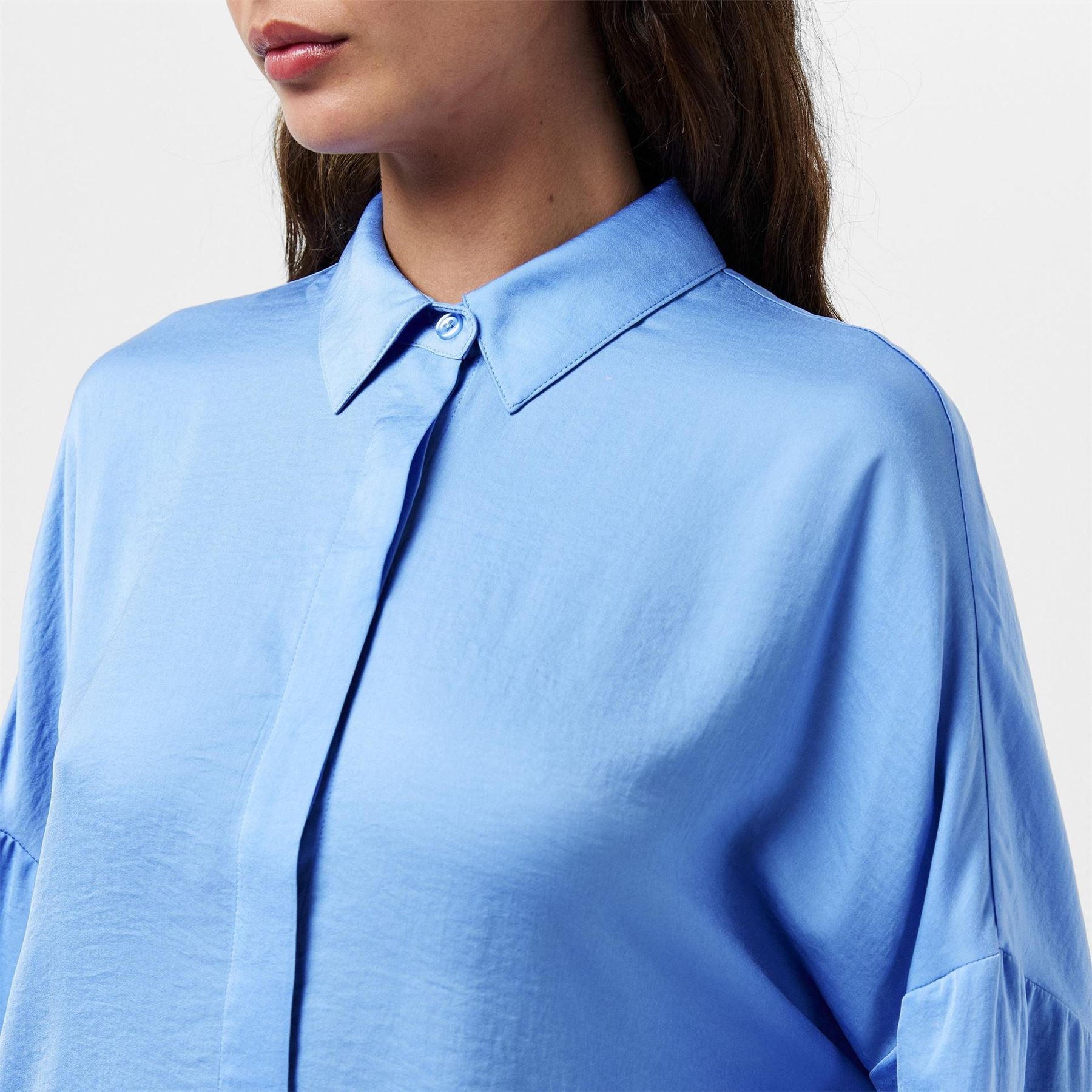 French Connection Damasco Relaxed Fit Drop Shoulder Long Sleeve Point Collar Shirt