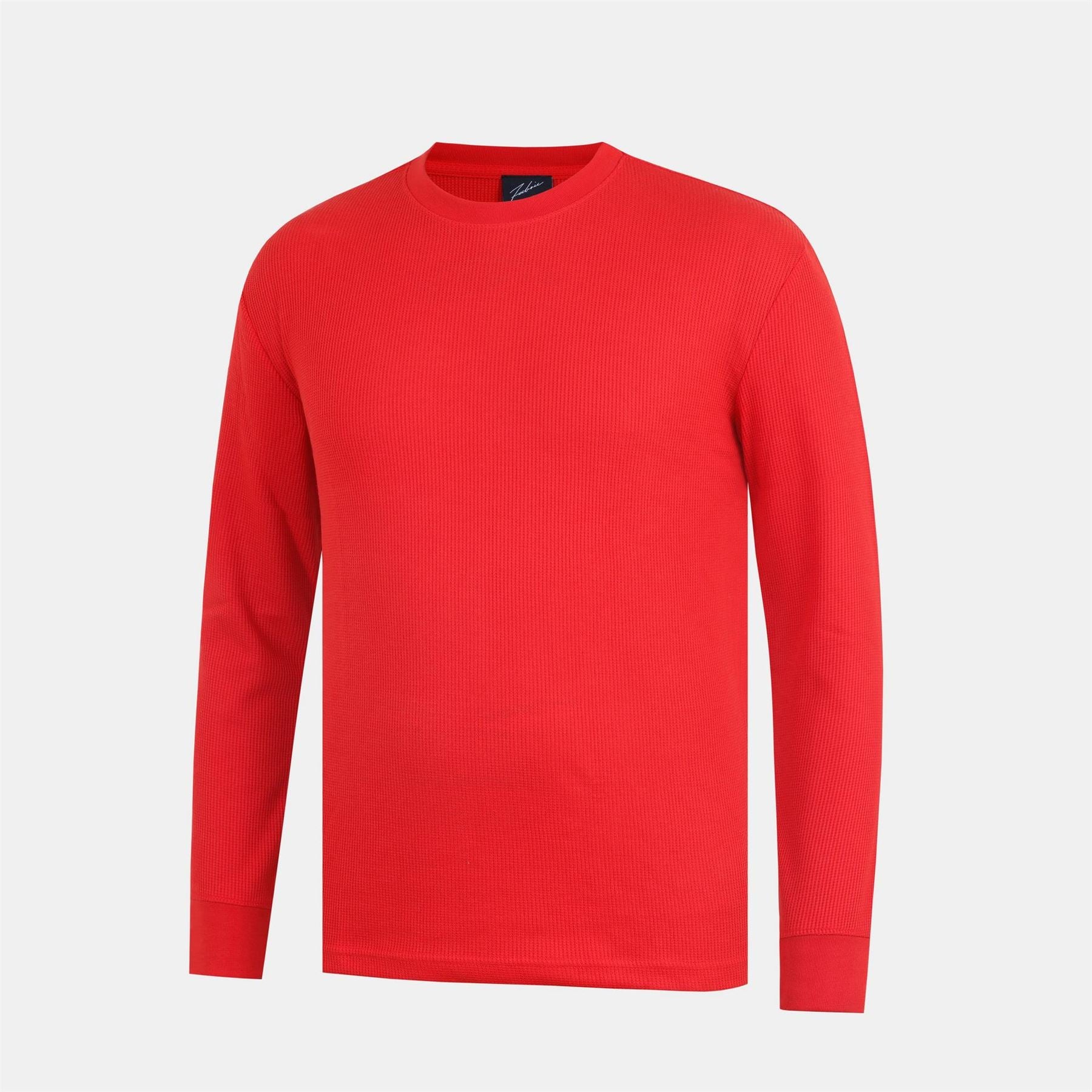 Fabric Crew Neck Long Sleeve Waffle T-Shirt
