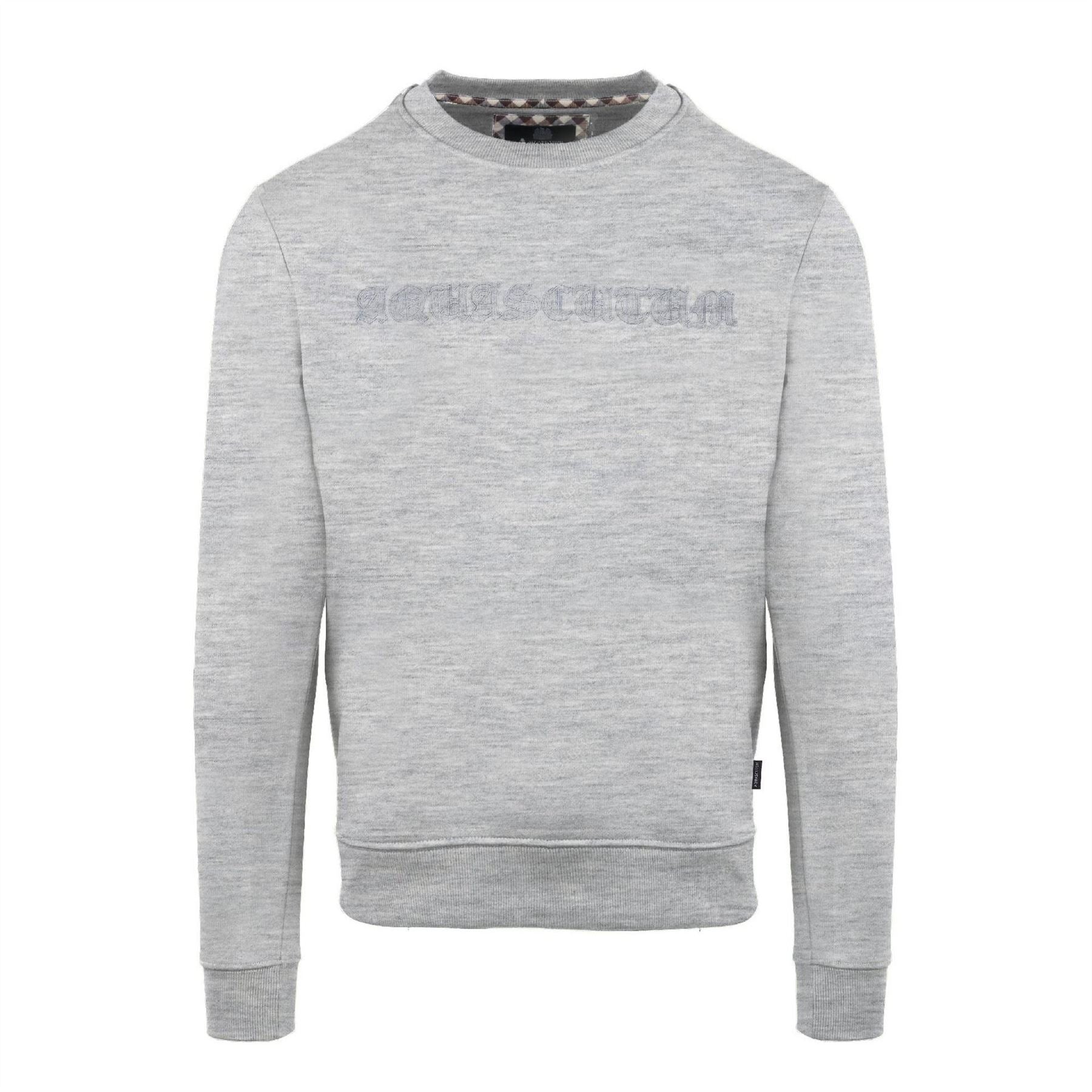 Aquascutum Embroidered Crew Neck Ribbed Collar Long Sleeve Sweatshirt