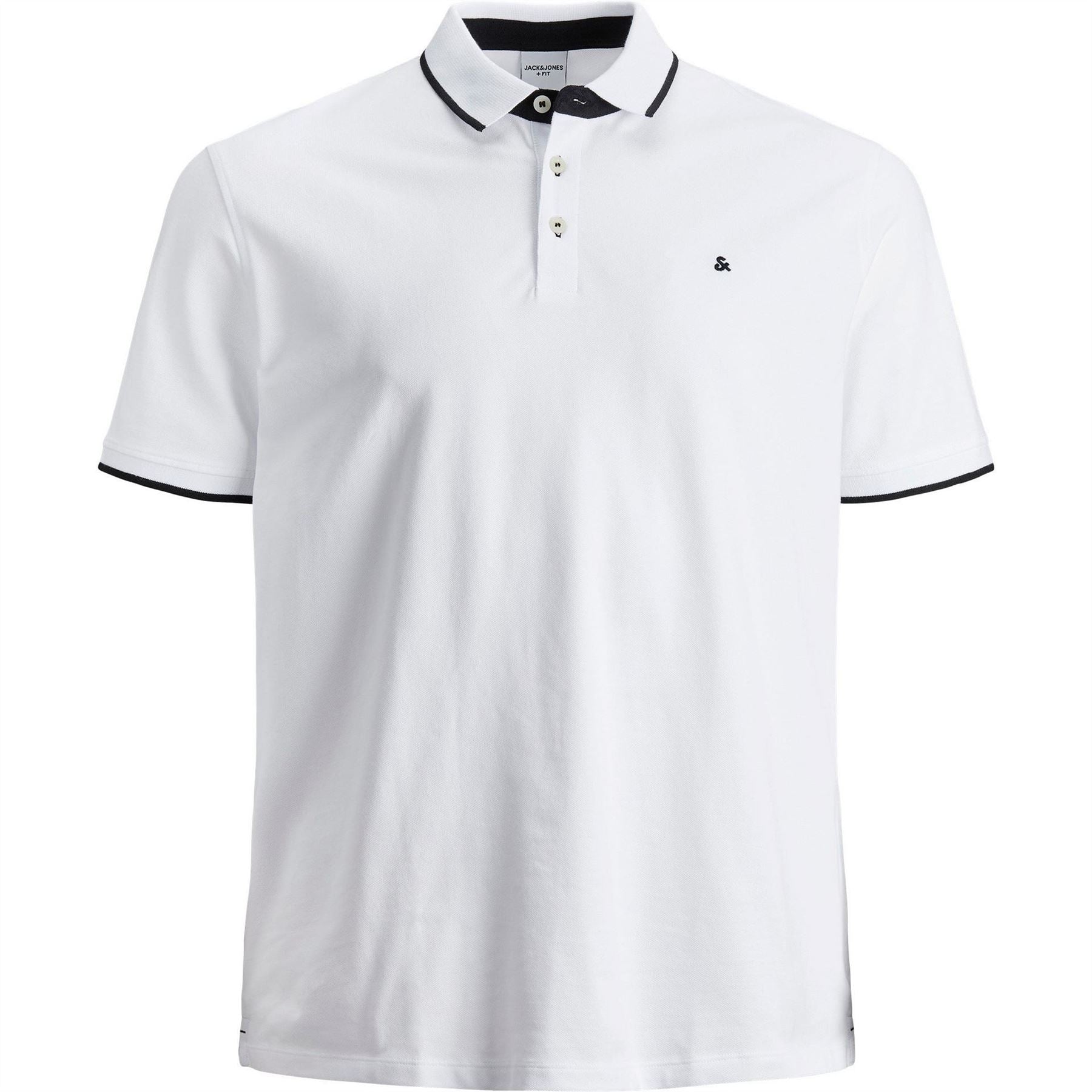 Jack and Jones Mens Paulos Tipped Pique Short Sleeve Polo Shirt Plus Size