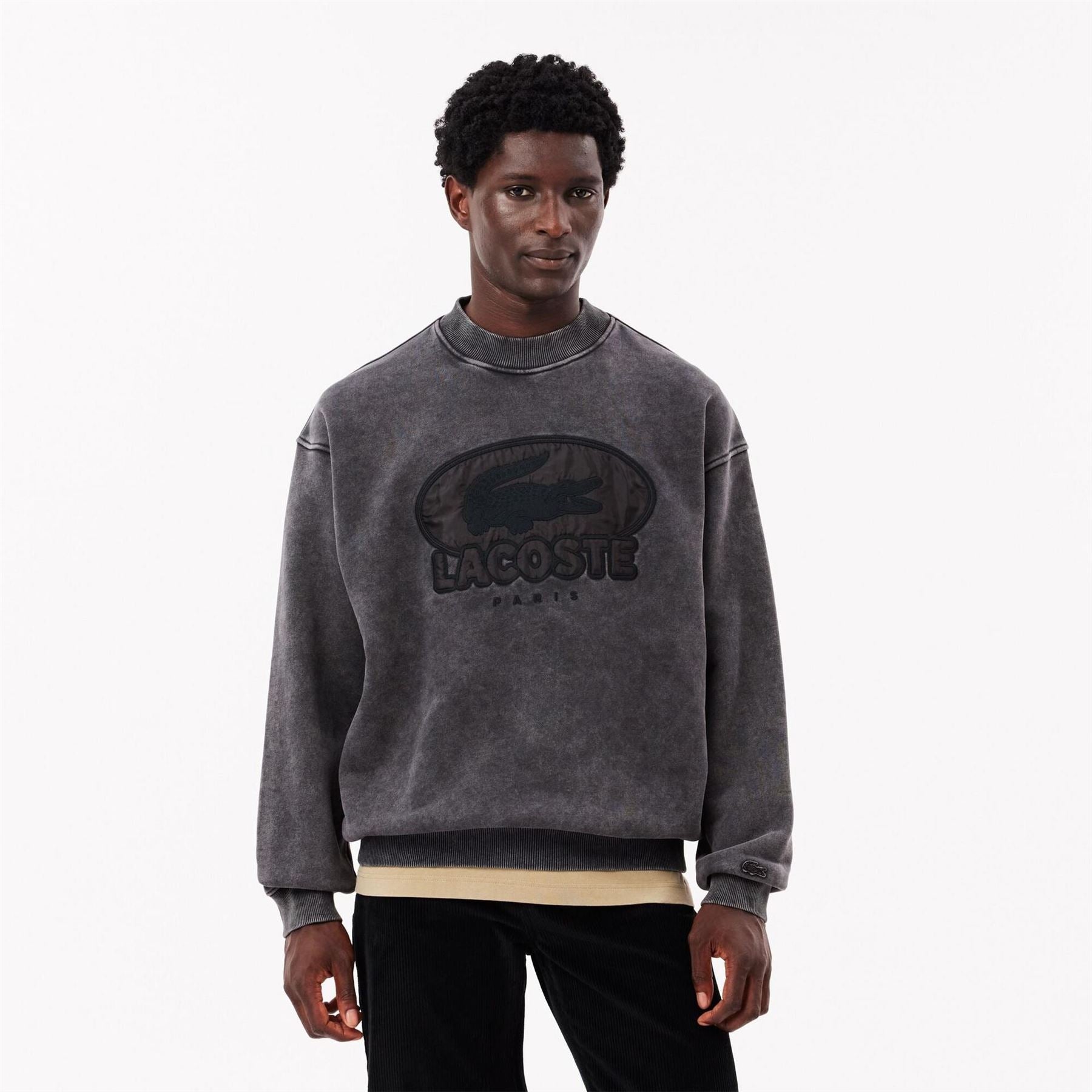 Lacoste Embroidered Crew Neck Drop Shoulder Sweatshirt