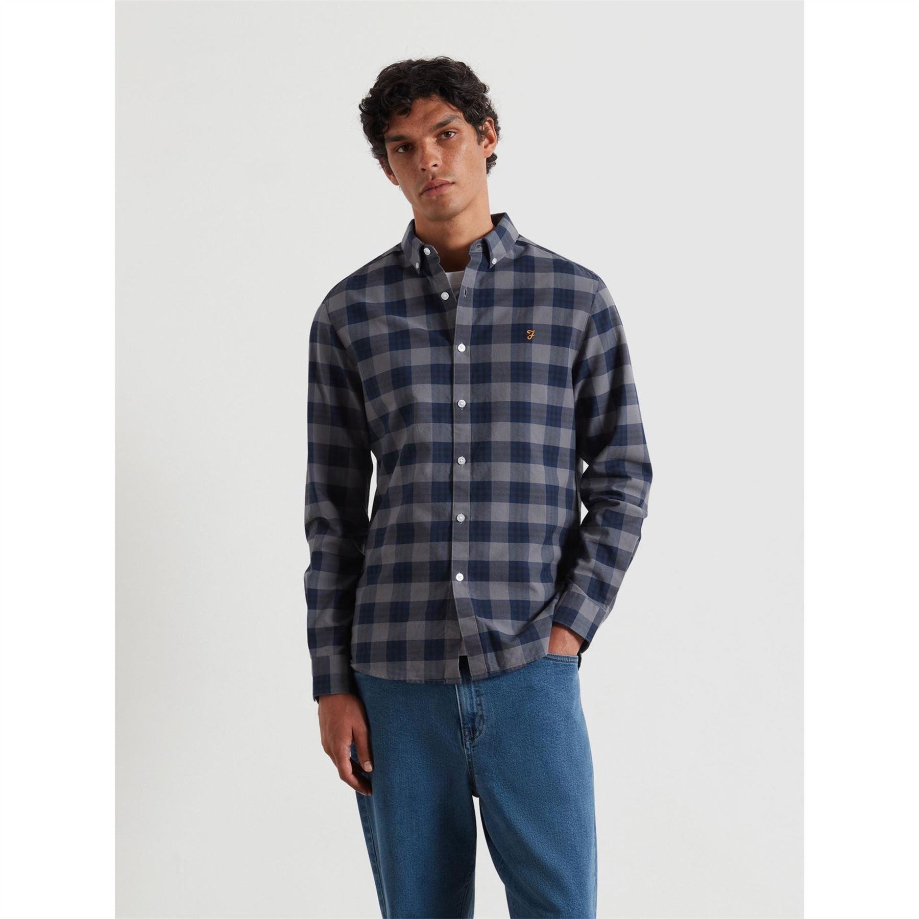 Farah Brewer Orgchck Long Sleeve Patterned Shirt