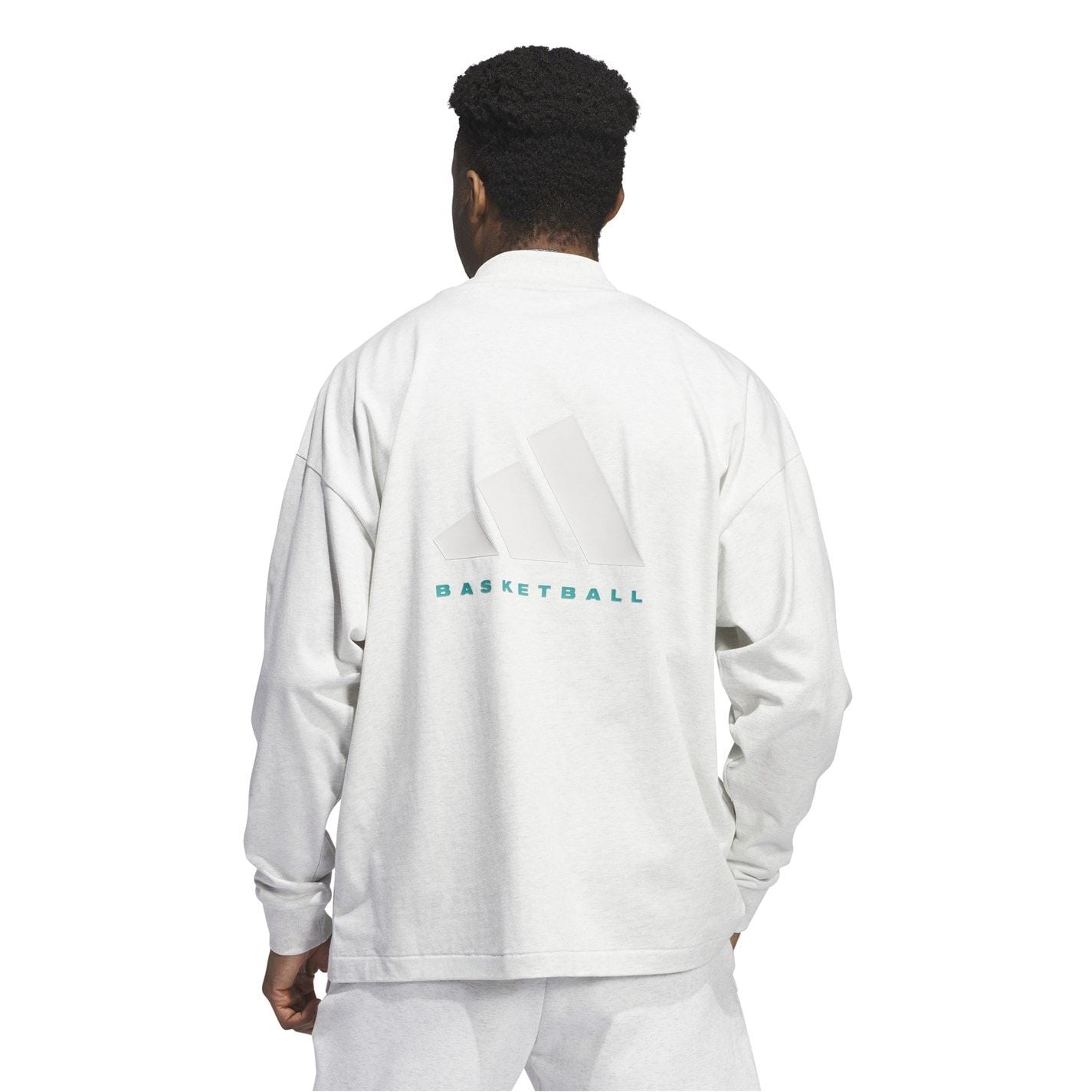 adidas Mock Neck Long Sleeve Oversize Fit Jersey T-Shirt