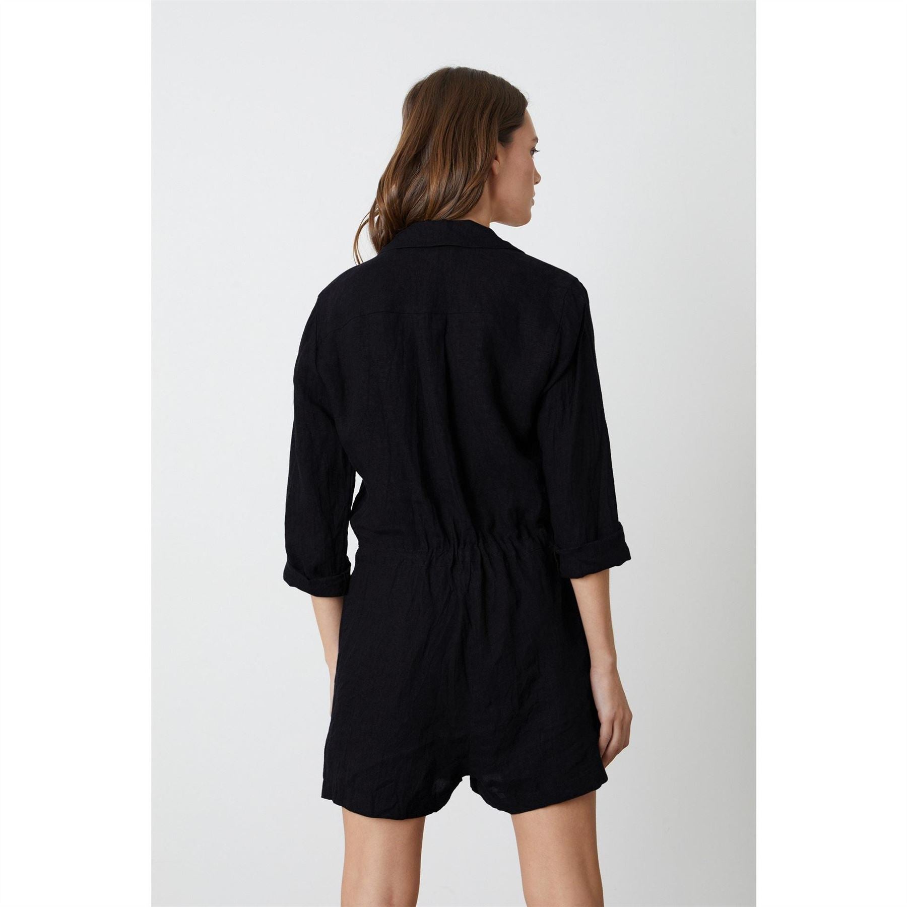 Velvet by Graham and Spencer Collared Neck Three Quarter Sleeve Solid Patterned Playsuit