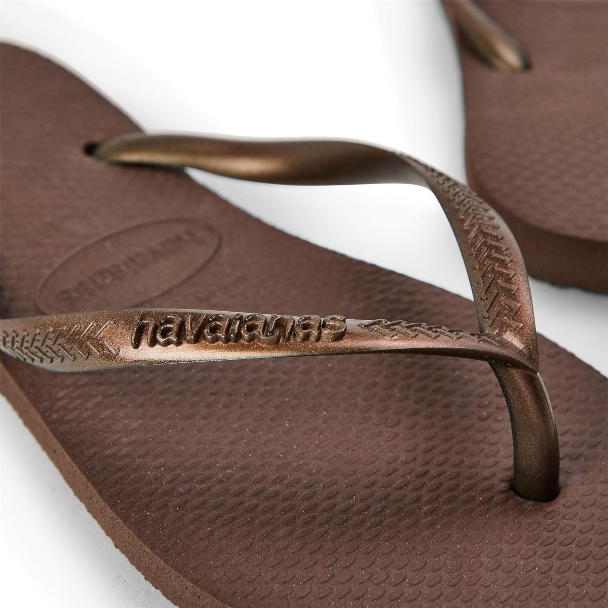 Havaianas Slim Dark Brown Metal Flip Flops