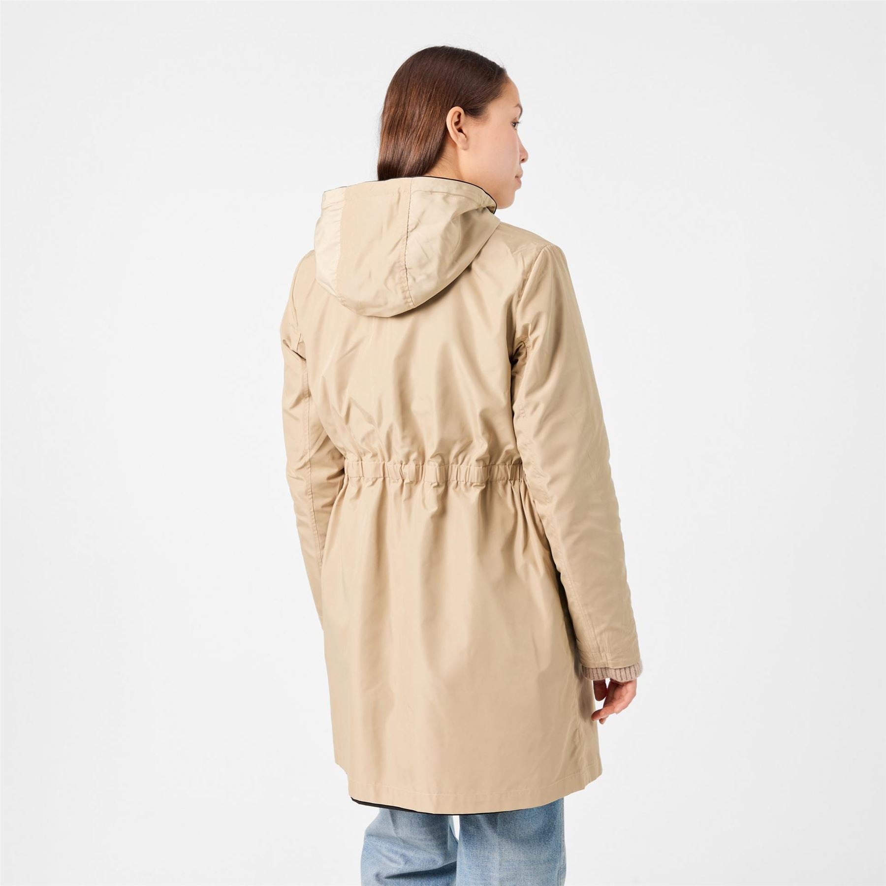 Lauren by Ralph Lauren Solid Patterned Hooded Snap Button Rain Jacket