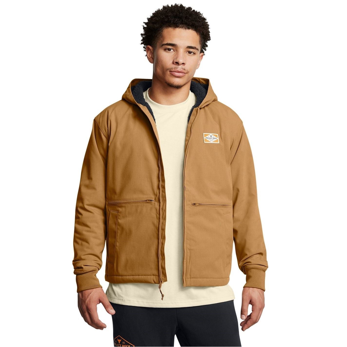 Under Armour Solid Patterned Hooded Ribbed Cuff Workwear Jacket