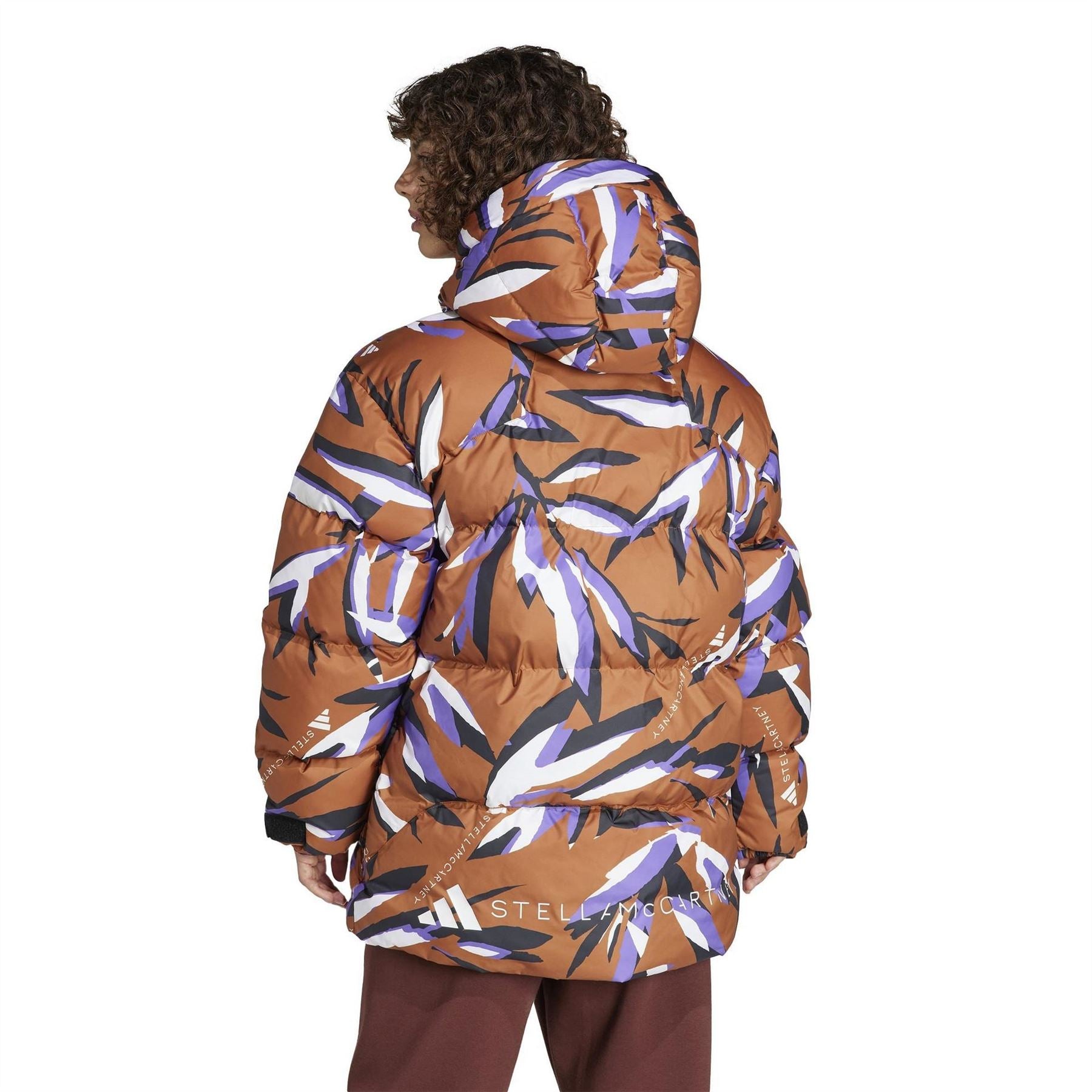 adidas by Stella McCartney Mid Length Padded Funnel Neck Long Sleeve Puffer Jacket