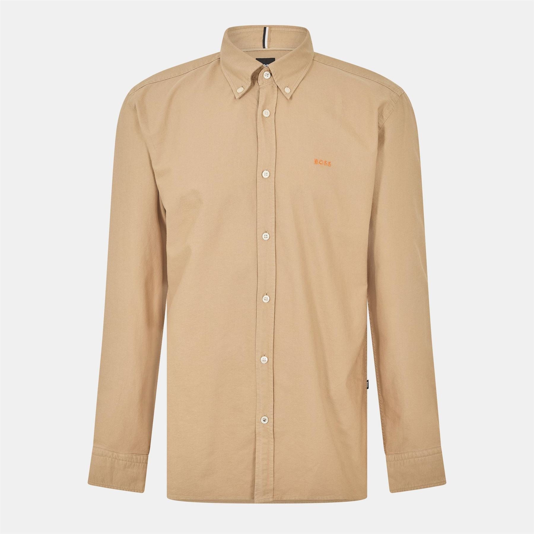 Boss Embroidered Collared Neck Button Down Long Sleeve Shirt