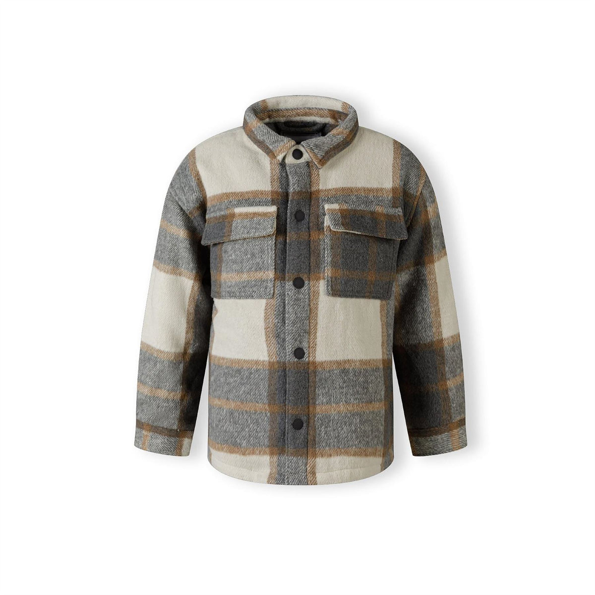 Minoti Boys Padded Shirt Jacket Wool Blend Grey Check