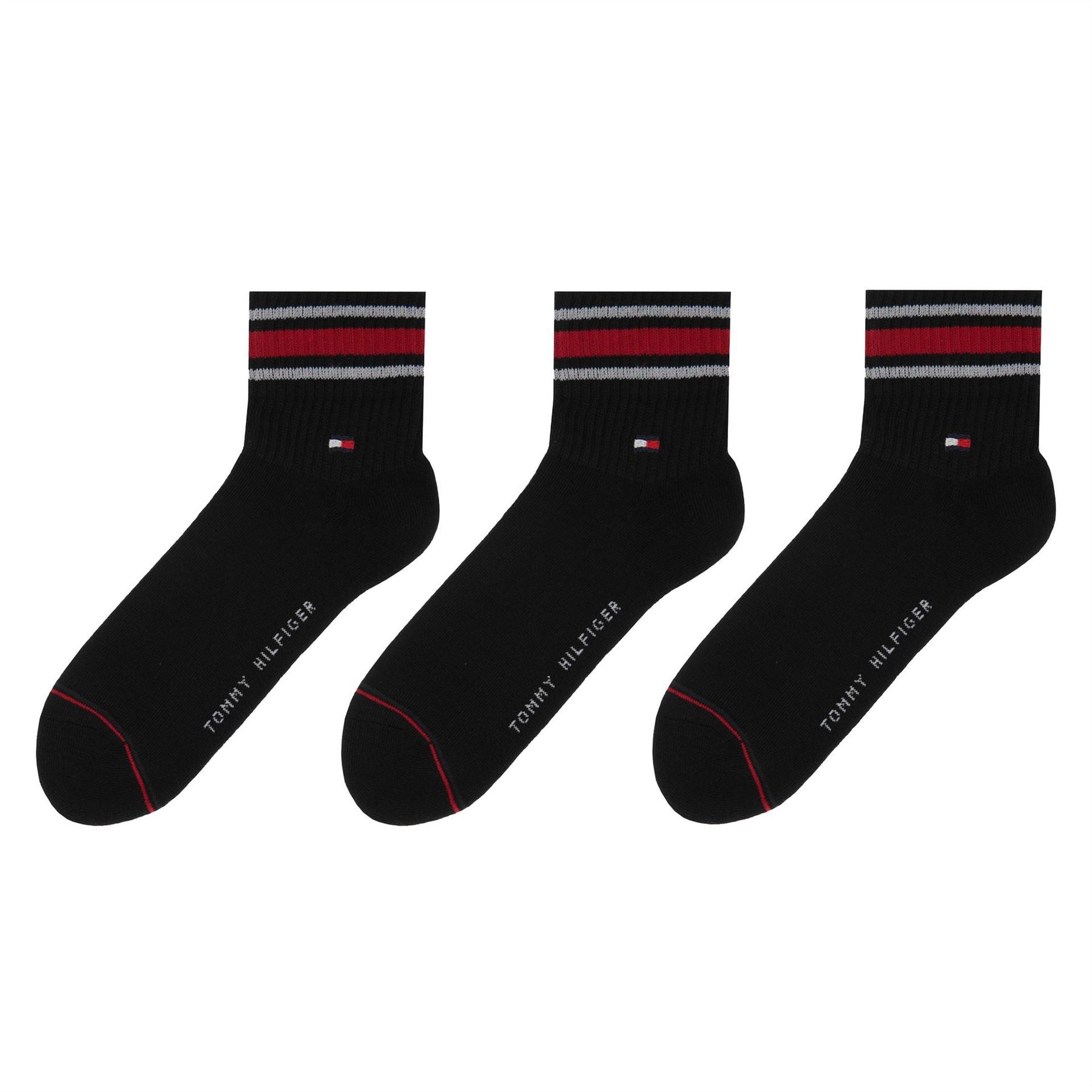 Tommy Hilfiger Mens 3 Pack Sports Quarter Socks