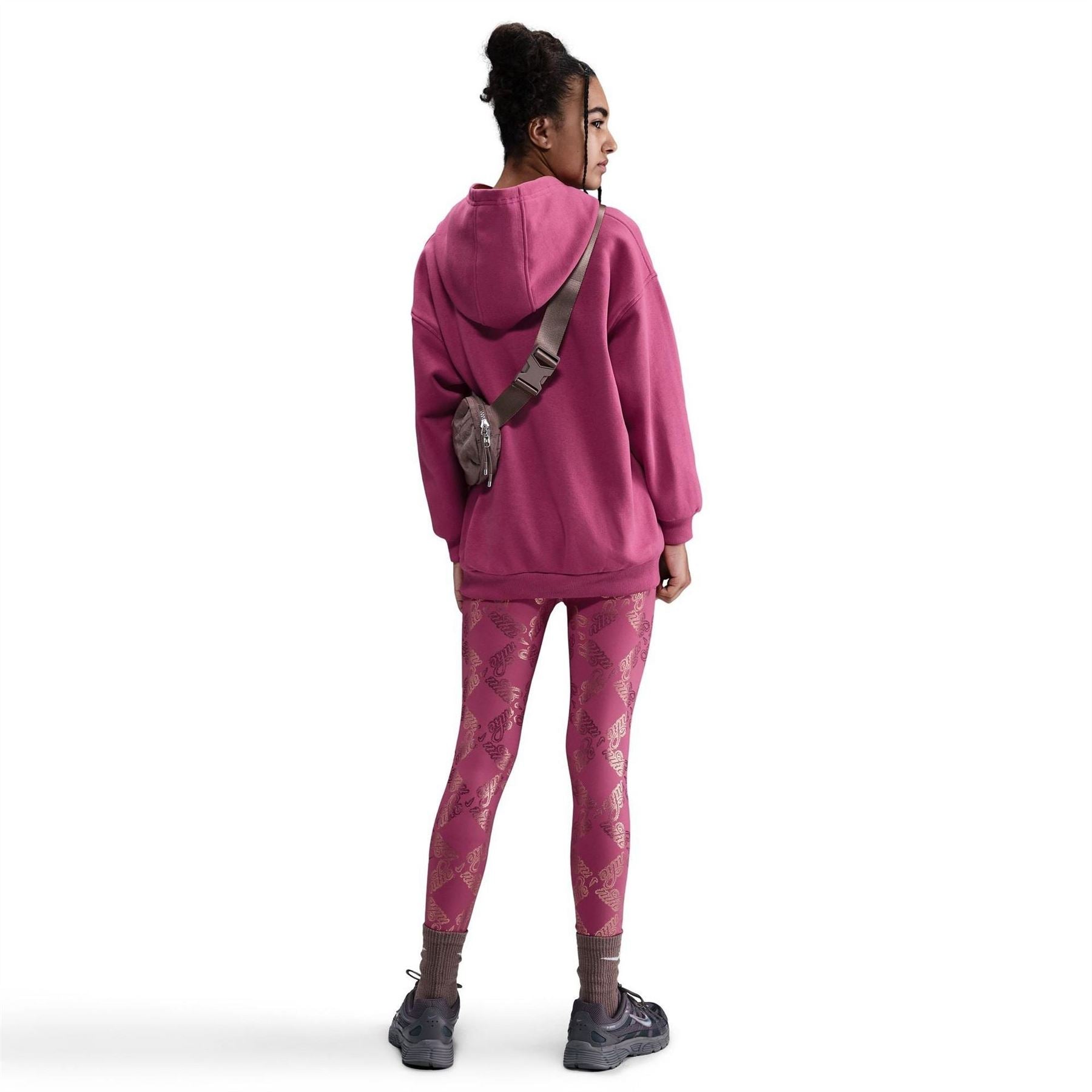 Nike Embroidered Hooded Neck Long Sleeve Drop Shoulder Sweatshirt