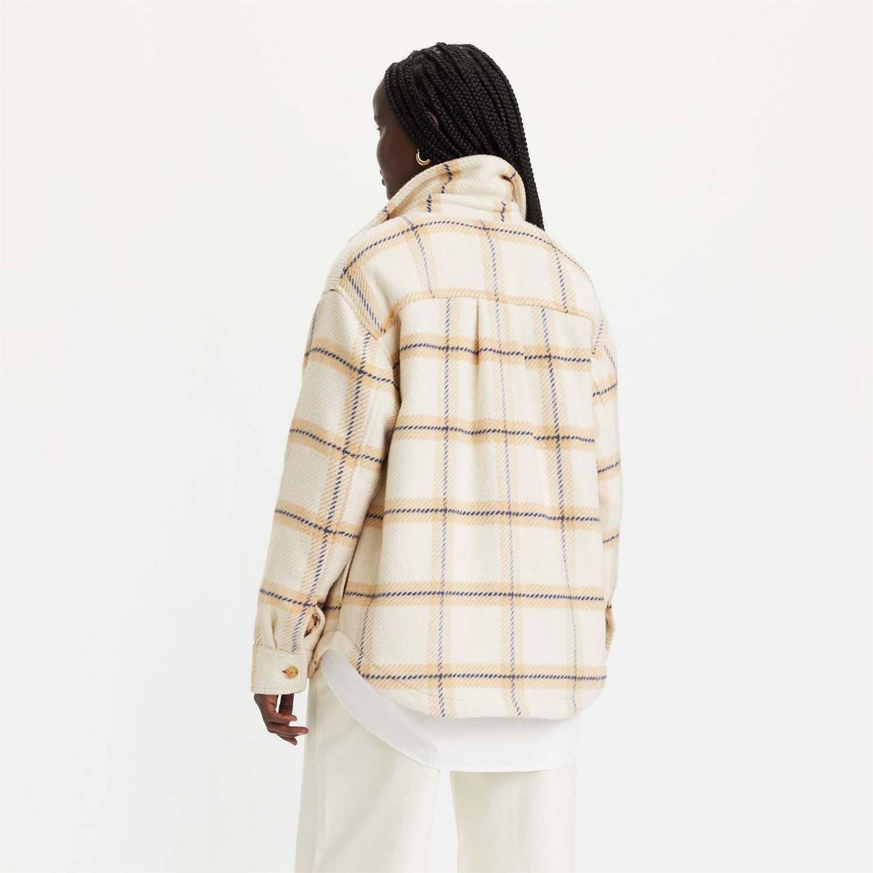 Levis Womens Nola Shacket Etta Plaid Almond Softshell Jacket
