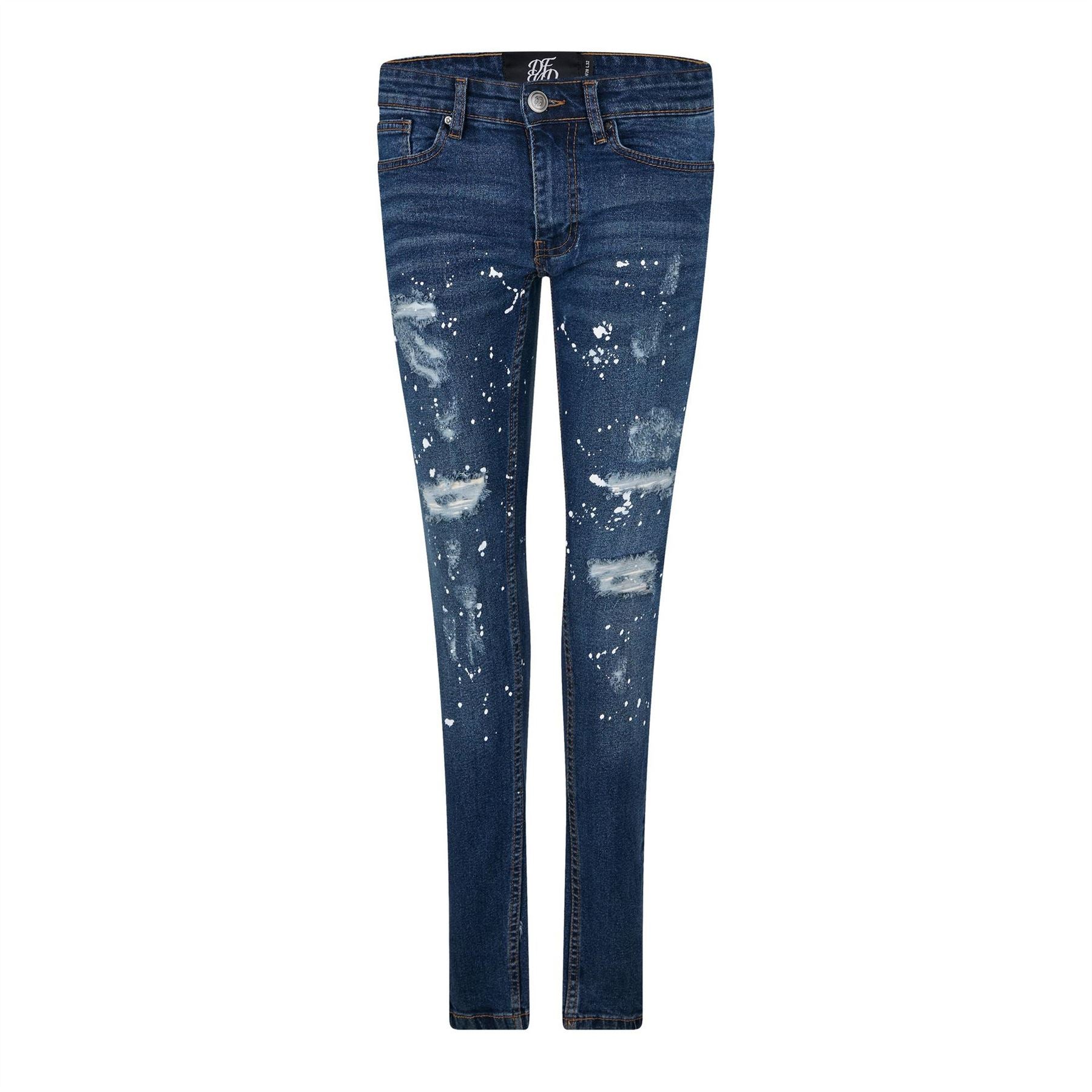 DFND London Mens London Splat Ripped Denim Jeans