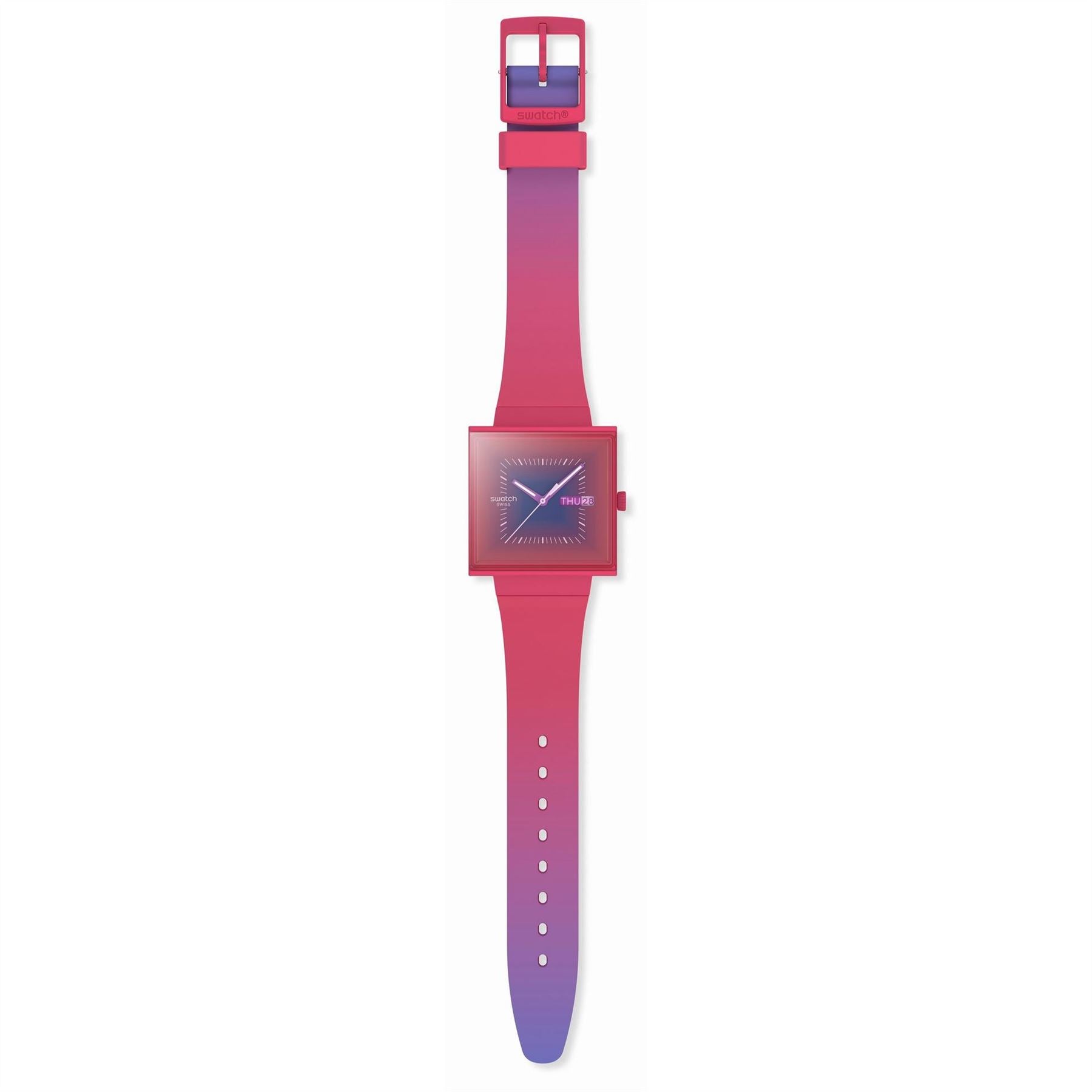 Swatch Squarely 53 Fashion Rubber Bracelet Analogue Watch