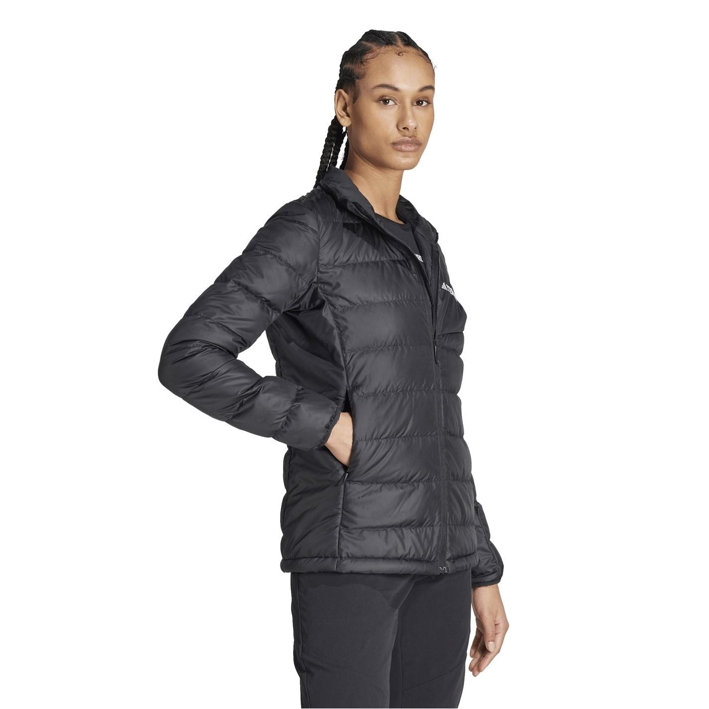 adidas Solid Patterned Zipped Pocket Down Jacket