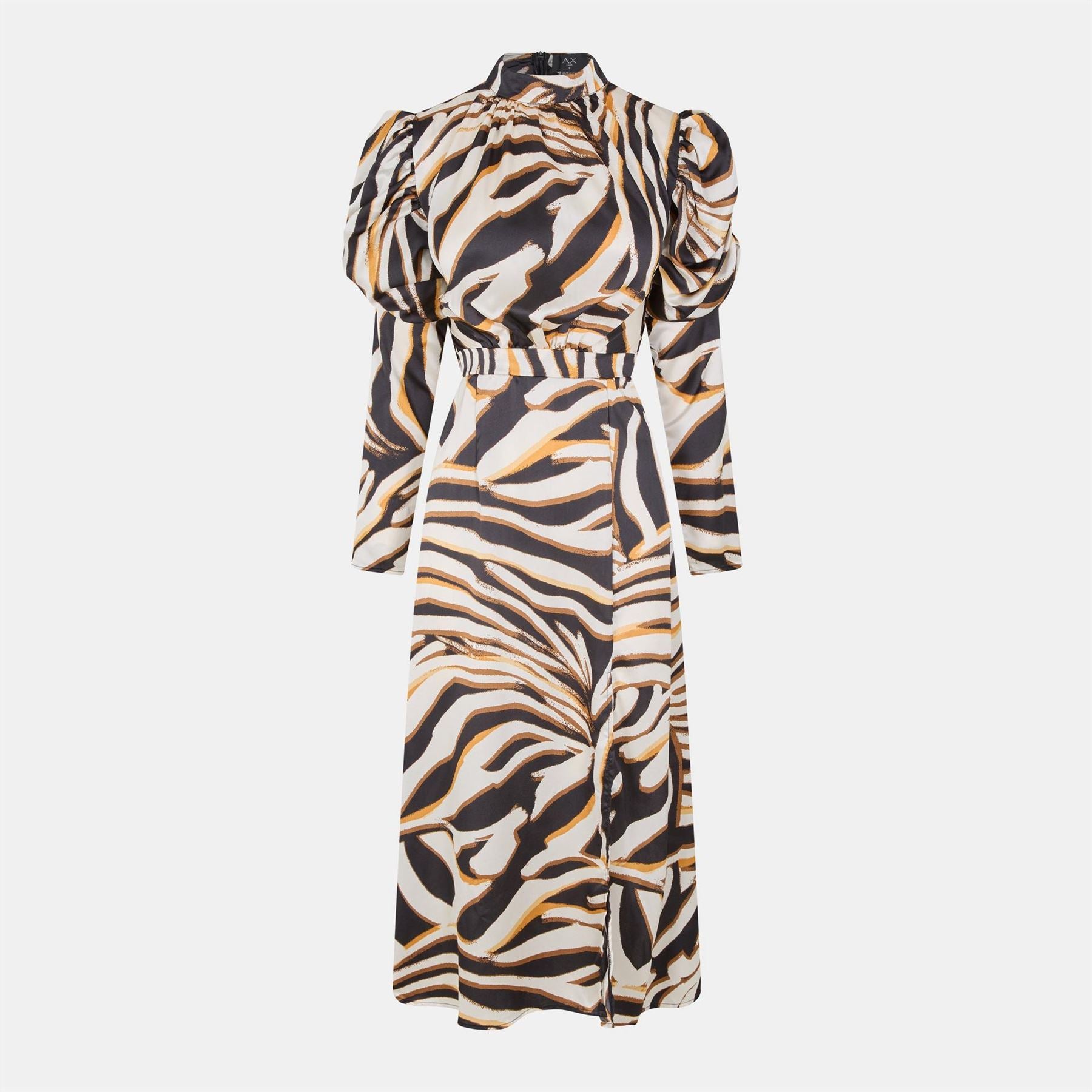 AX Paris Print High Neck Long Puff Sleeve Midi Dress